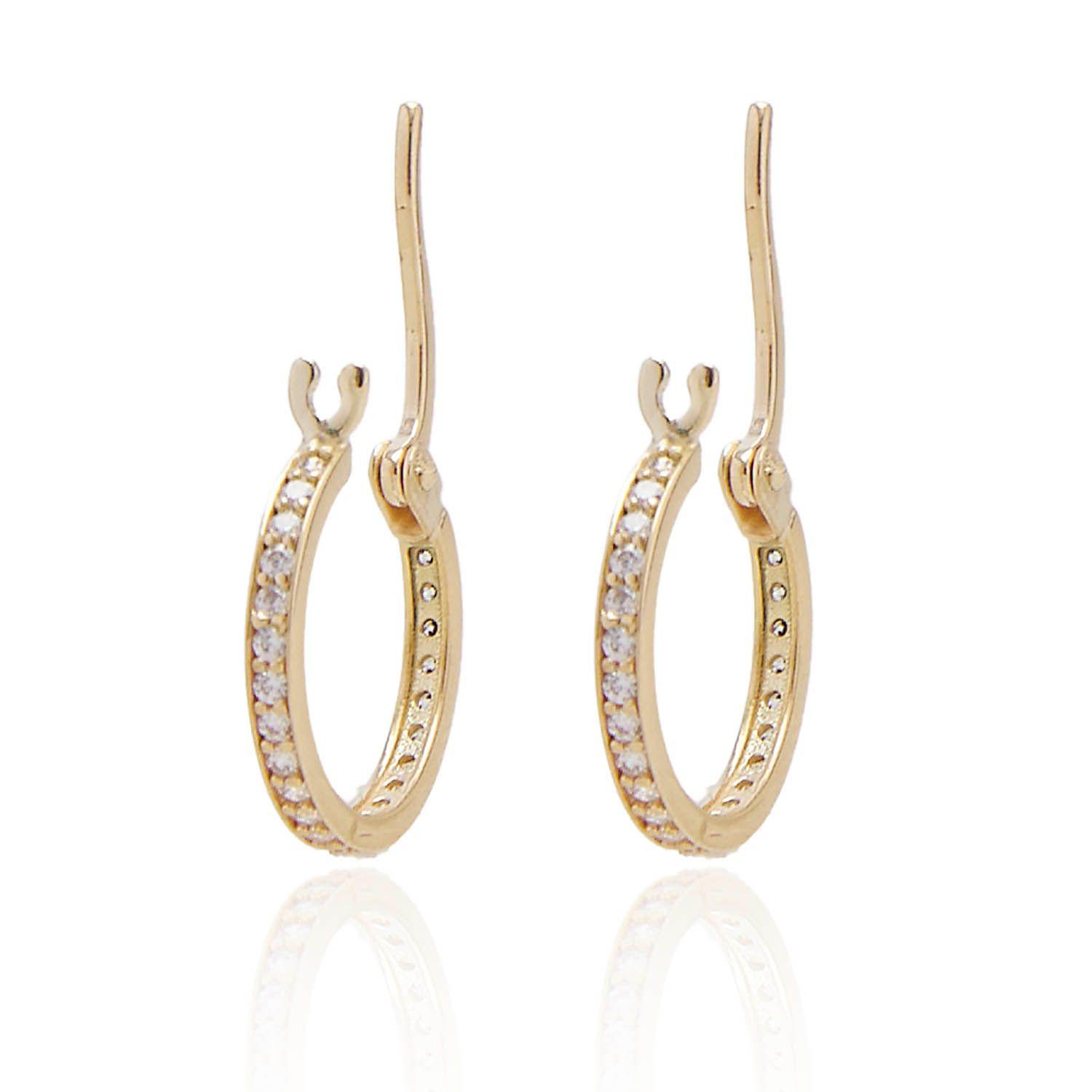 Aros de Oro 18kt Argolla Circón Pequeña-2