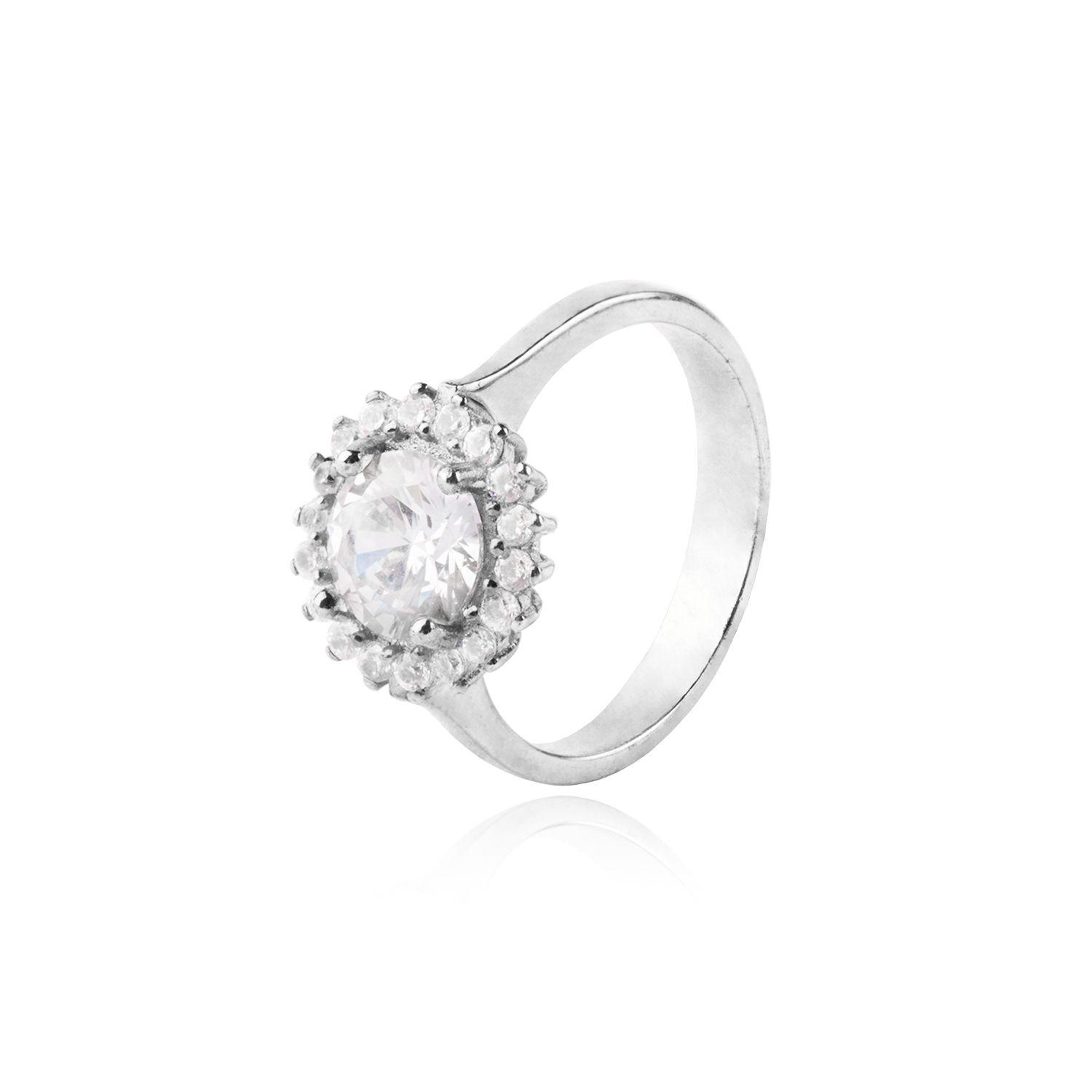 Anillo de Plata Esterlina 925 Girasol Circon-0