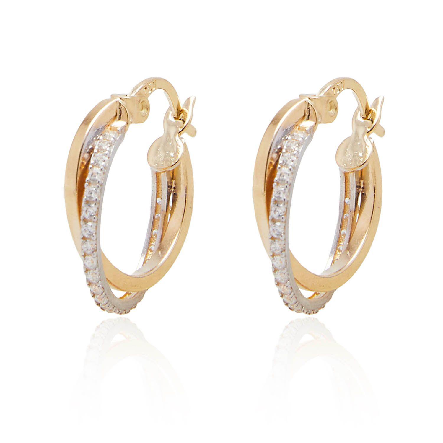 Aros de Oro 18kt Argollas de Bicolor Circón-0