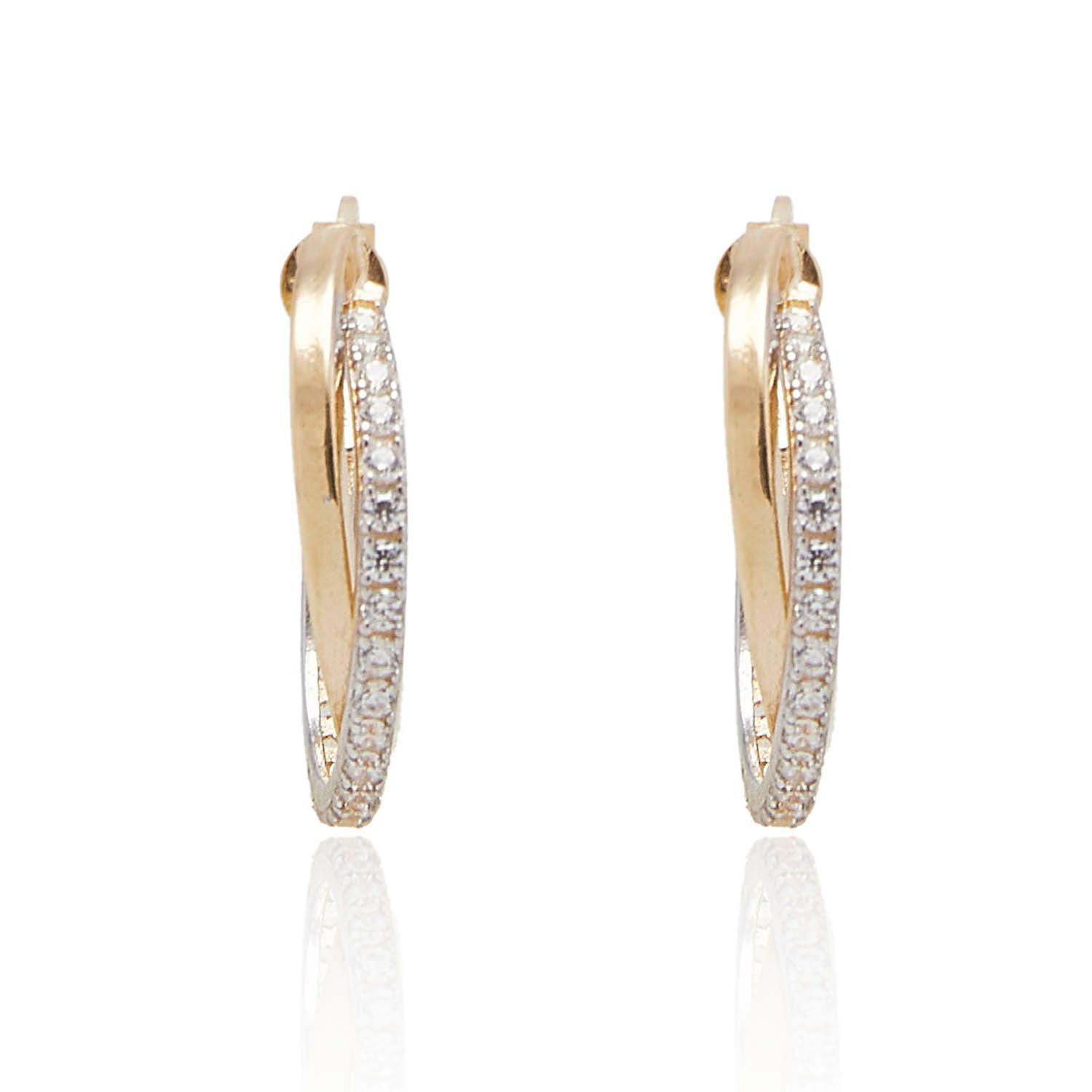 Aros de Oro 18kt Argollas de Bicolor Circón-1