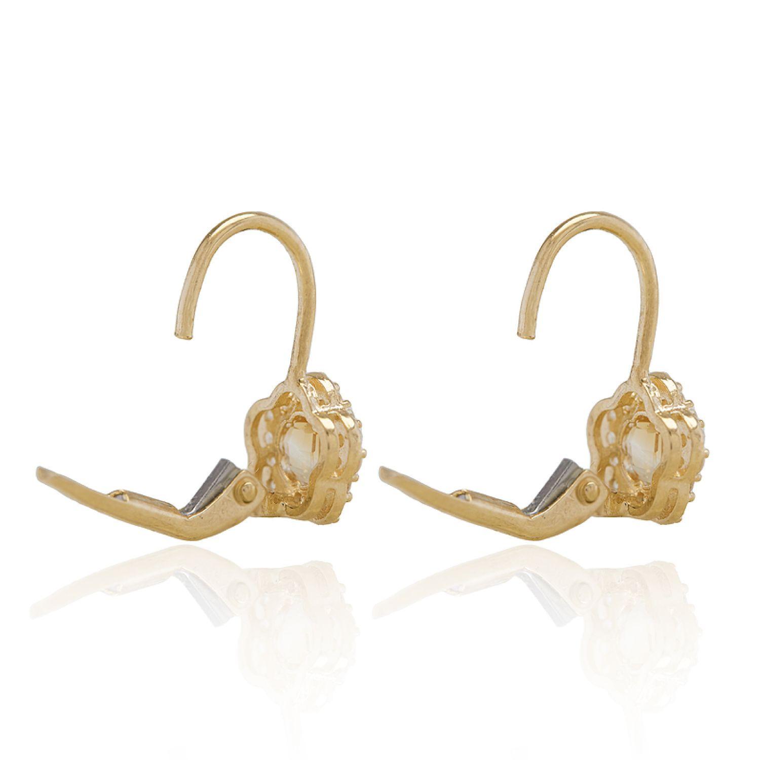 Aros de Oro 18kt Flor Circón de Agua Marina-2