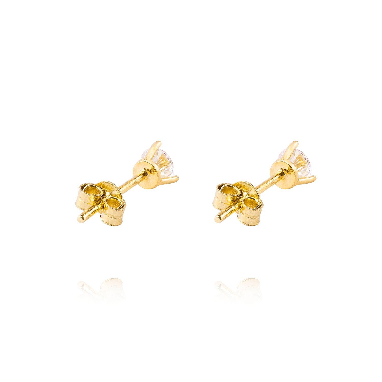 Aros de Oro 18kt Circon 4mm Tres Grifas-2