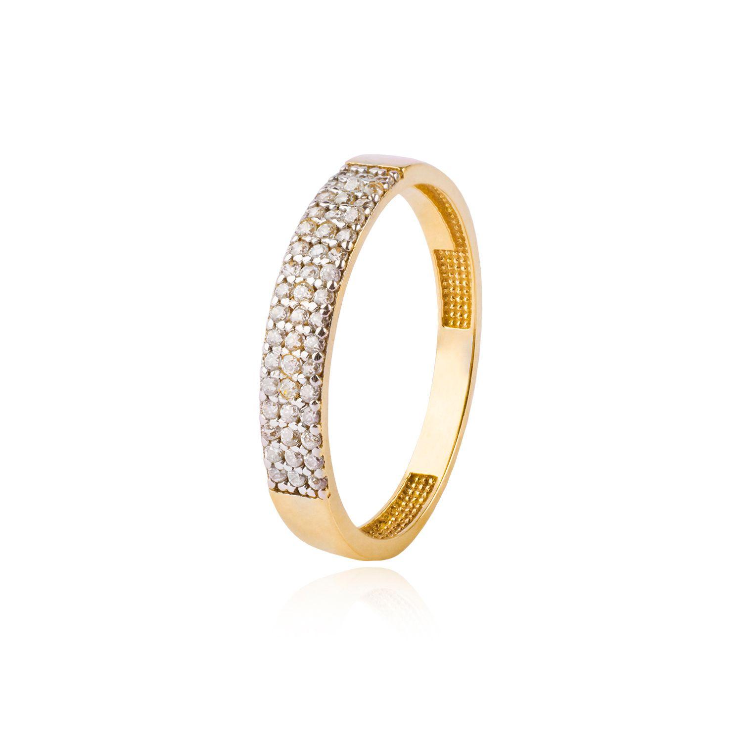 Anillo Compromiso de Oro 18Kt Triple Cintillo Circón-0