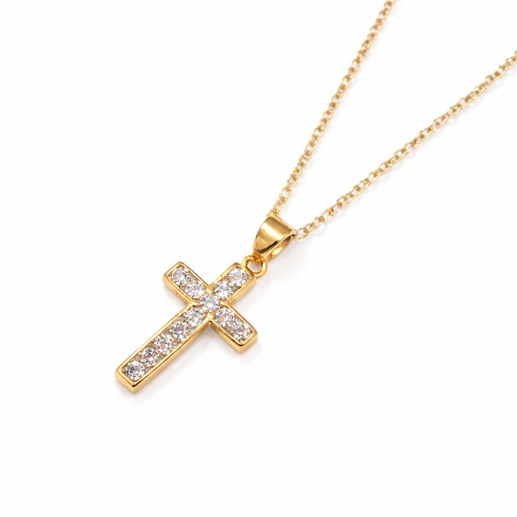 Colgante Oro Amarillo 18kt Cruz Circonita 23x11mm-1