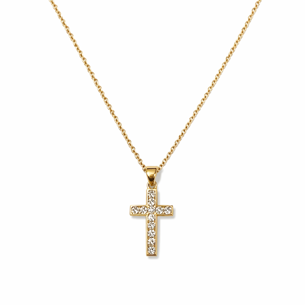 Colgante Oro Amarillo 18kt Cruz Circonita 23x11mm-2