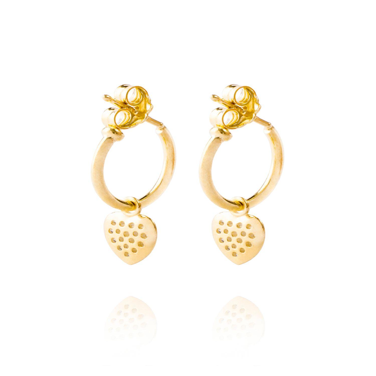 Aros Plata Esterlina 925 Argollas Corazón Revestido Oro 18kt-1