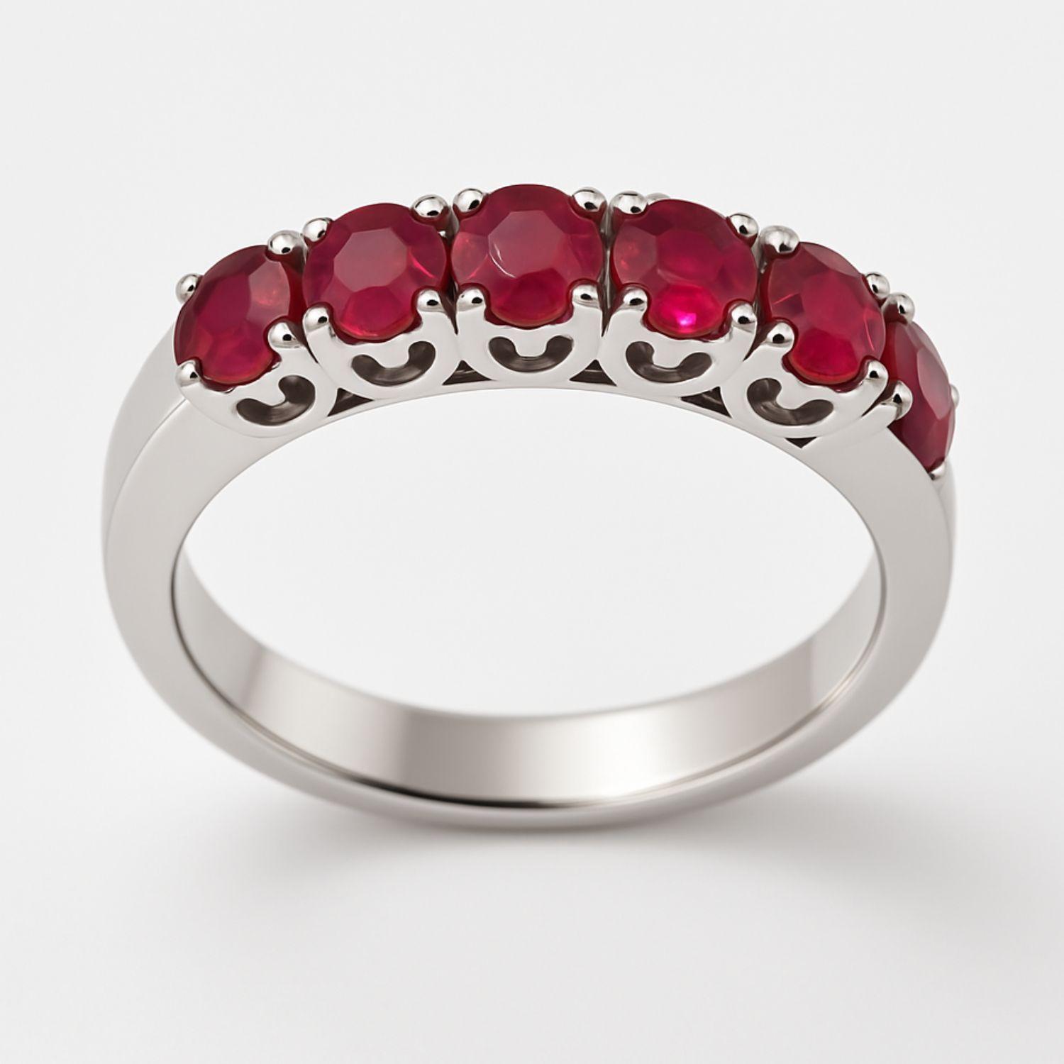 Anillo Oro Blanco 18kt Rubí Natural-2