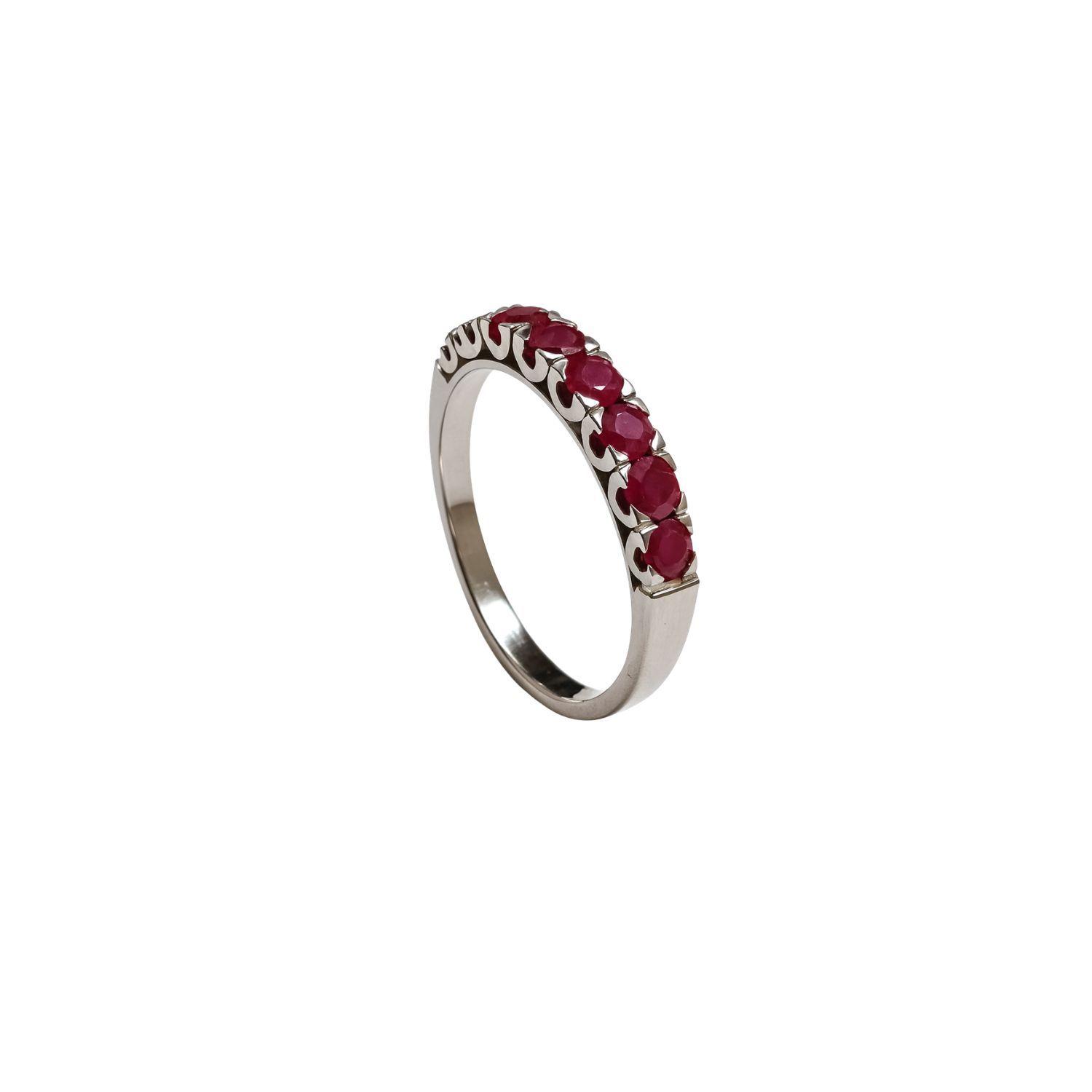 Anillo Oro Blanco 18kt Rubí Natural-1