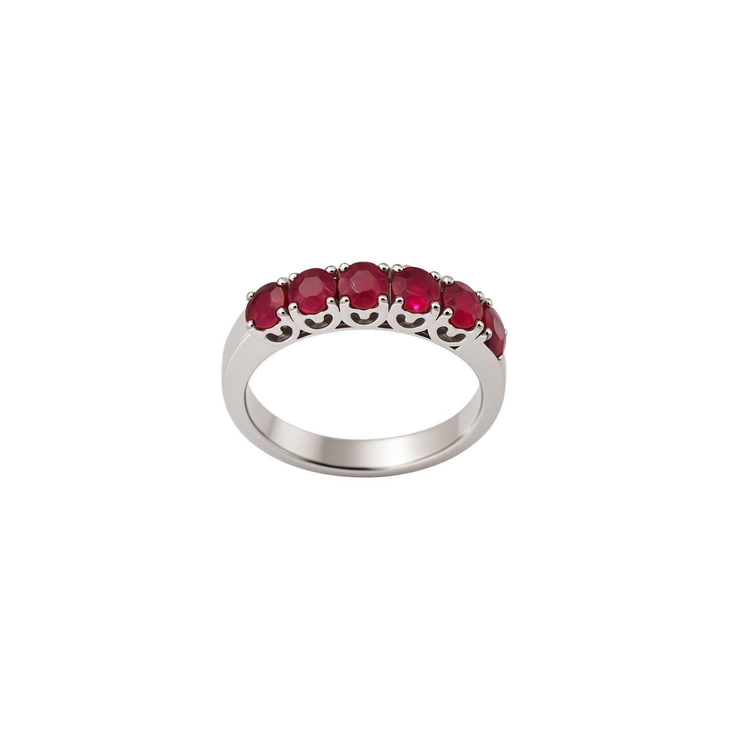 Anillo Oro Blanco 18kt Rubí Natural-2
