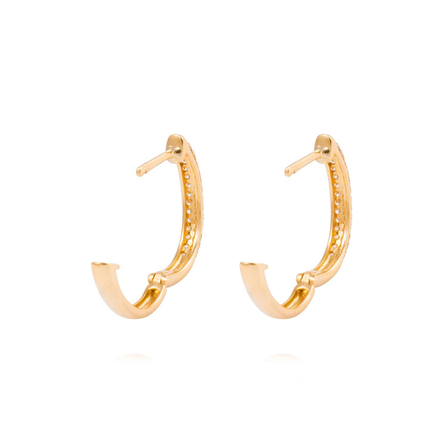 Aros de Oro 18 kt Argollas 21 puntos de diamante-2