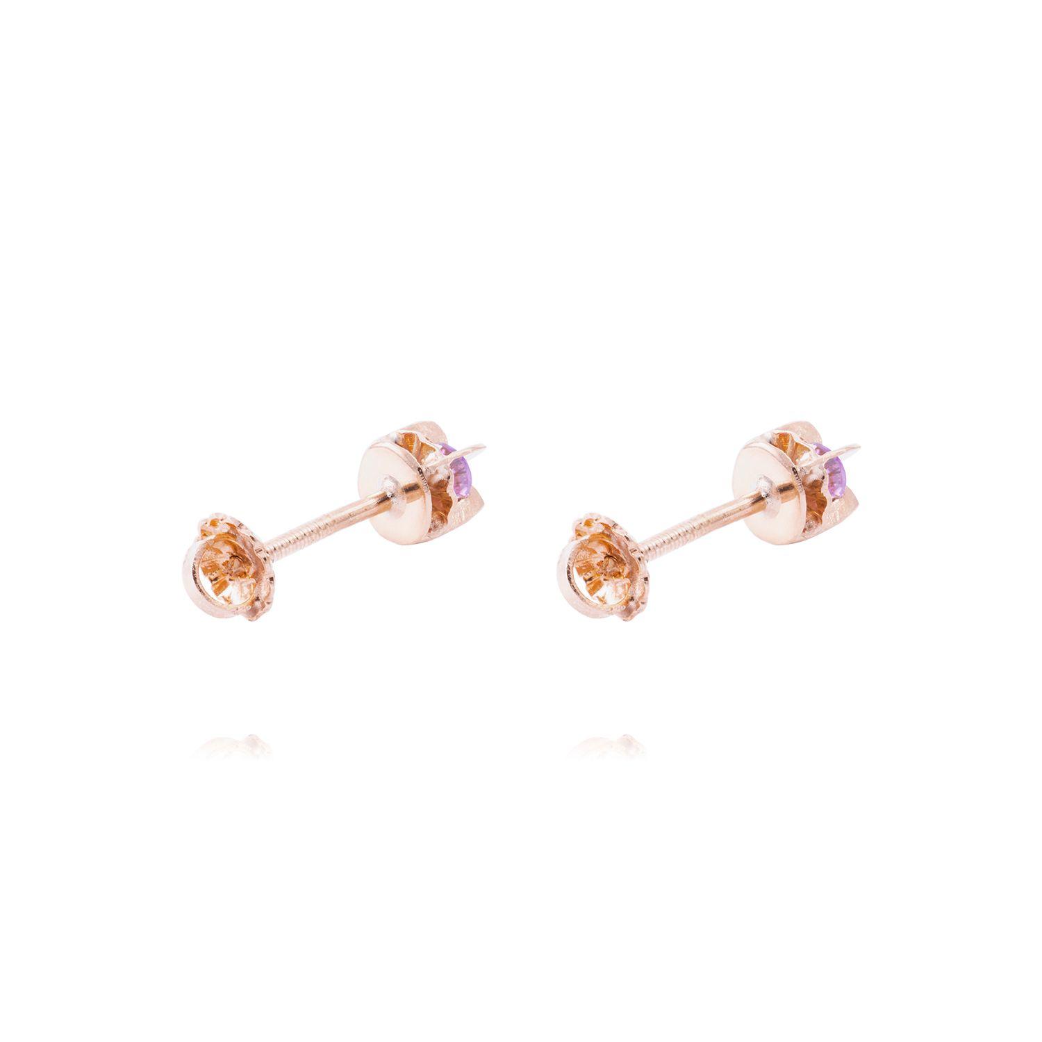Aros Oro Miel 18kt Chaton Amatista 3mm-2