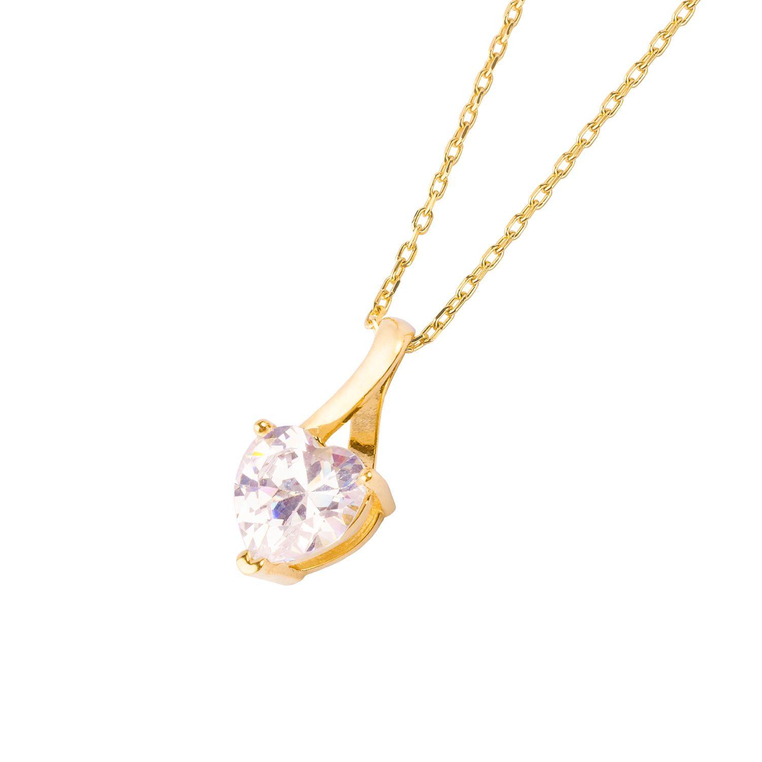 Collar de Oro 18kt Corazon con Circon-0