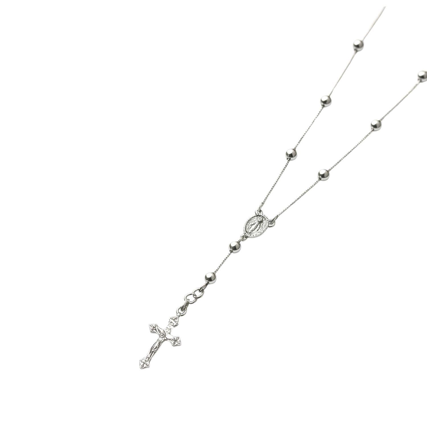 Collar Oro Blanco 18kt Rosario-3