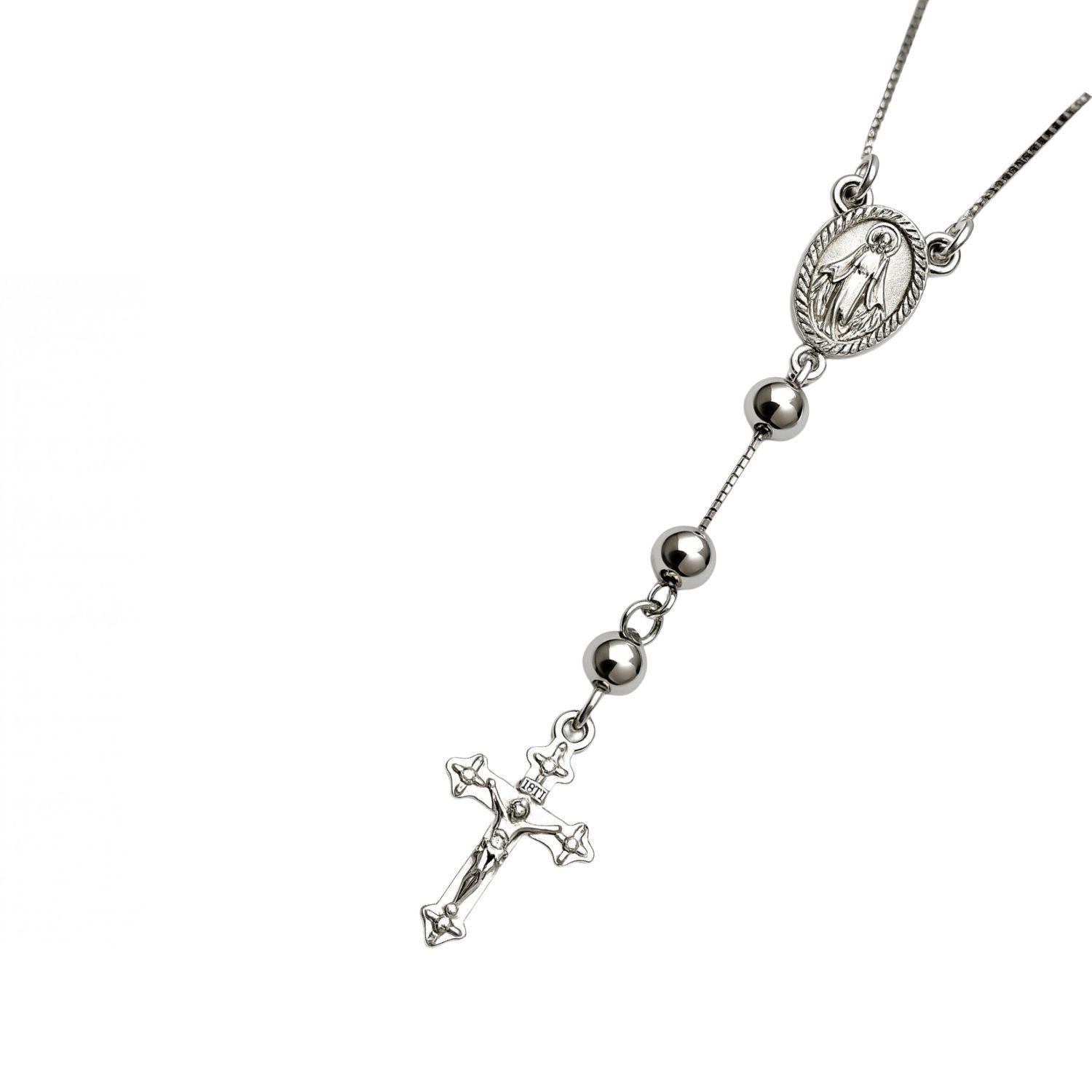 Collar Oro Blanco 18kt Rosario-5