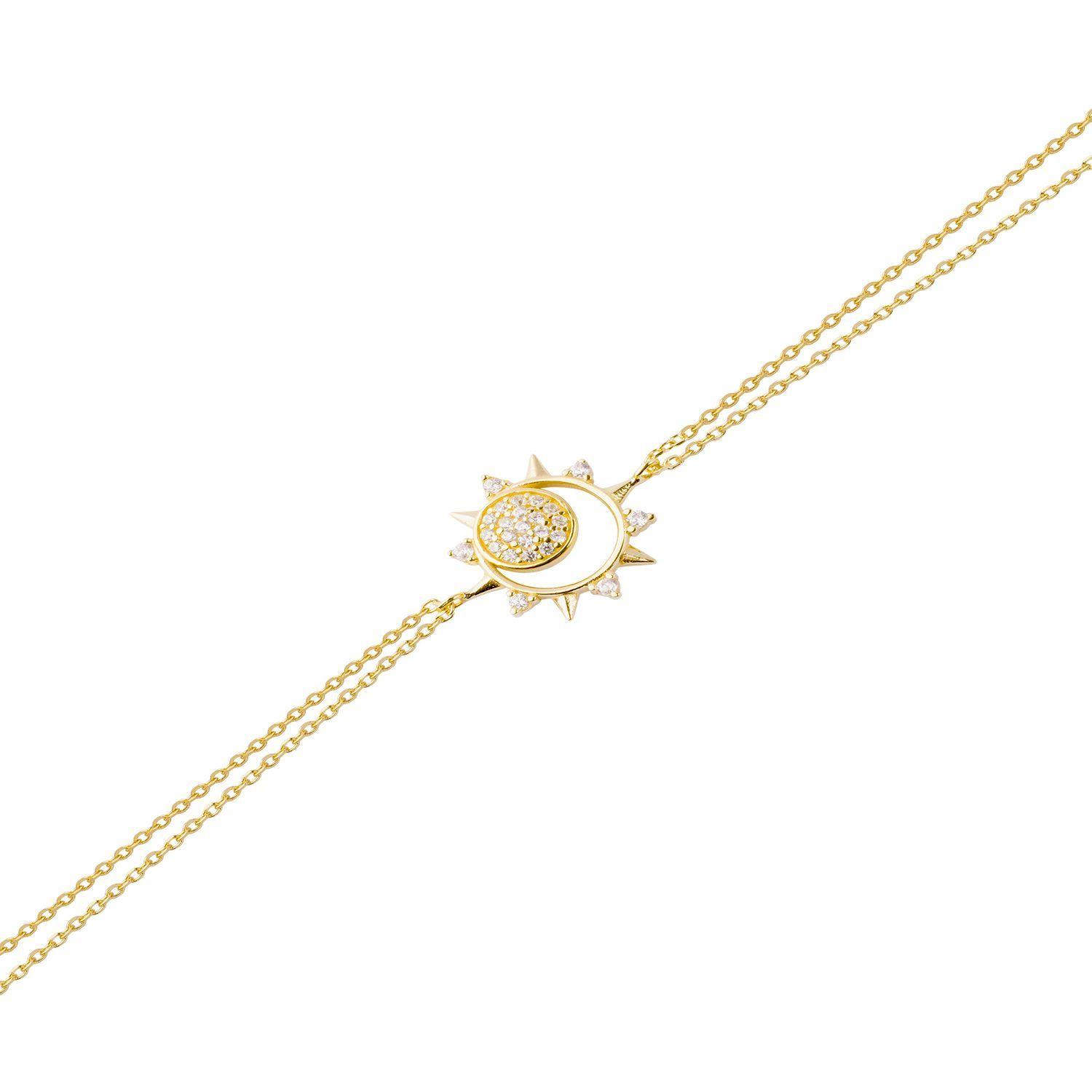 Pulsera de Plata Esterlina 925 Sol Circon Bañado en Oro 18kt-1