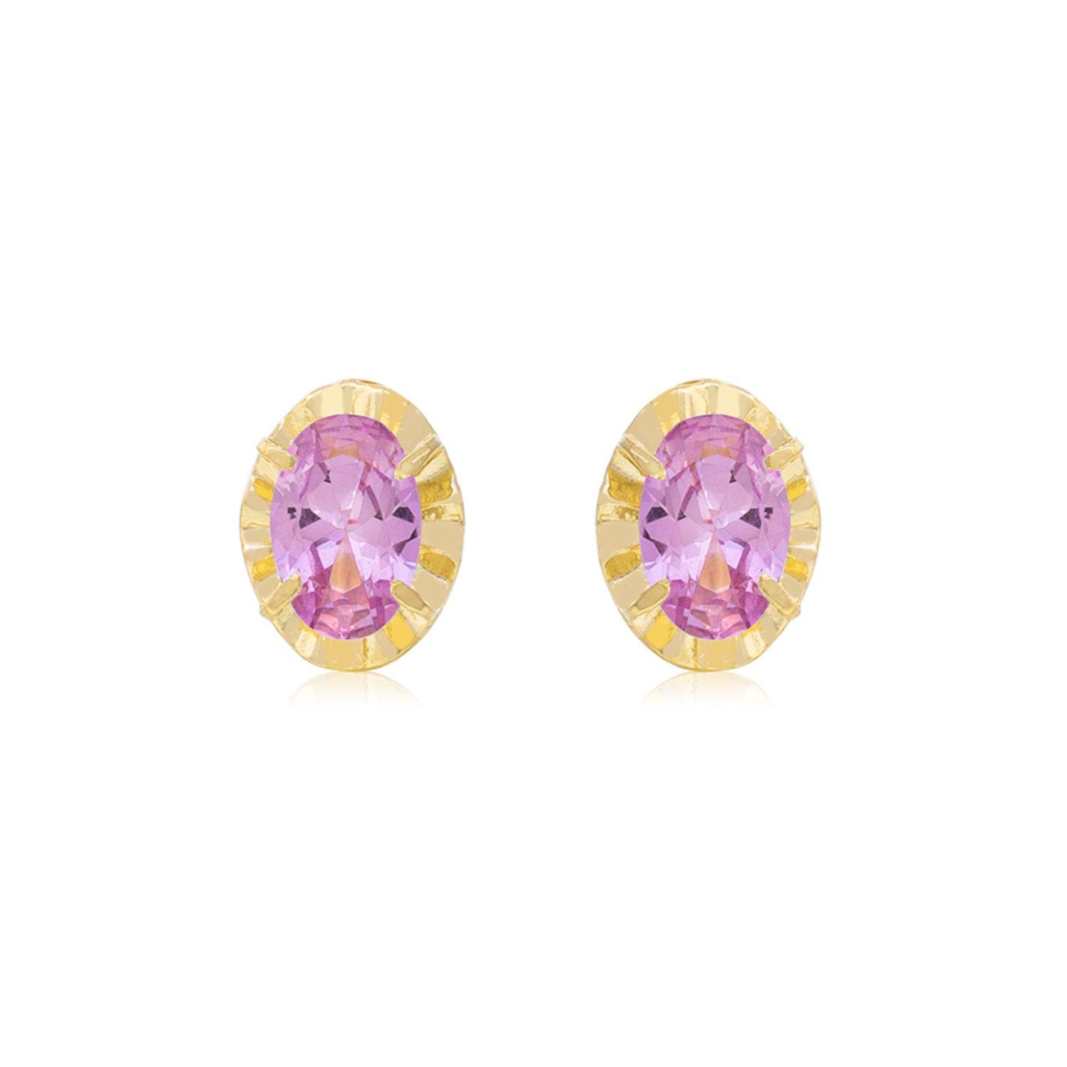 Aros de Oro 18kt Ovalado Rosa de Francia 3x5-0