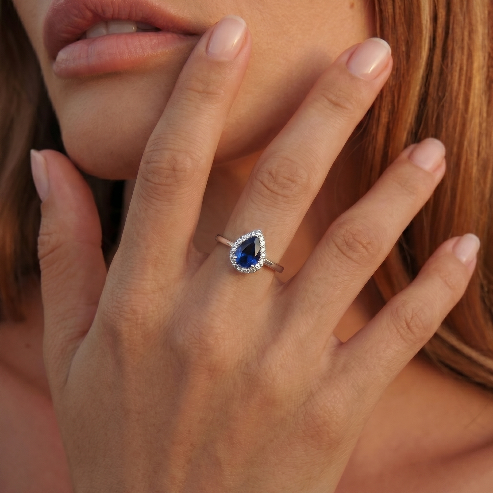Anillo Oro Blanco 18kt Diamantes 20 Pts y 1,66 Quilates Zafiro-3