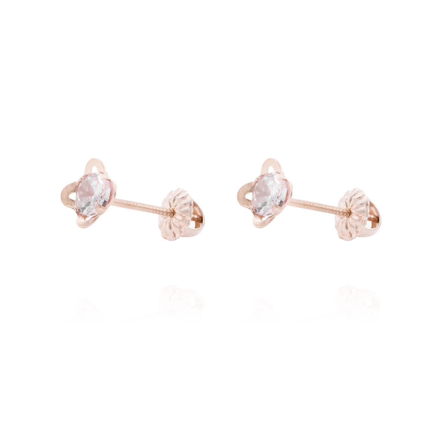 Aros Oro Miel 18kt Flor Circón-0