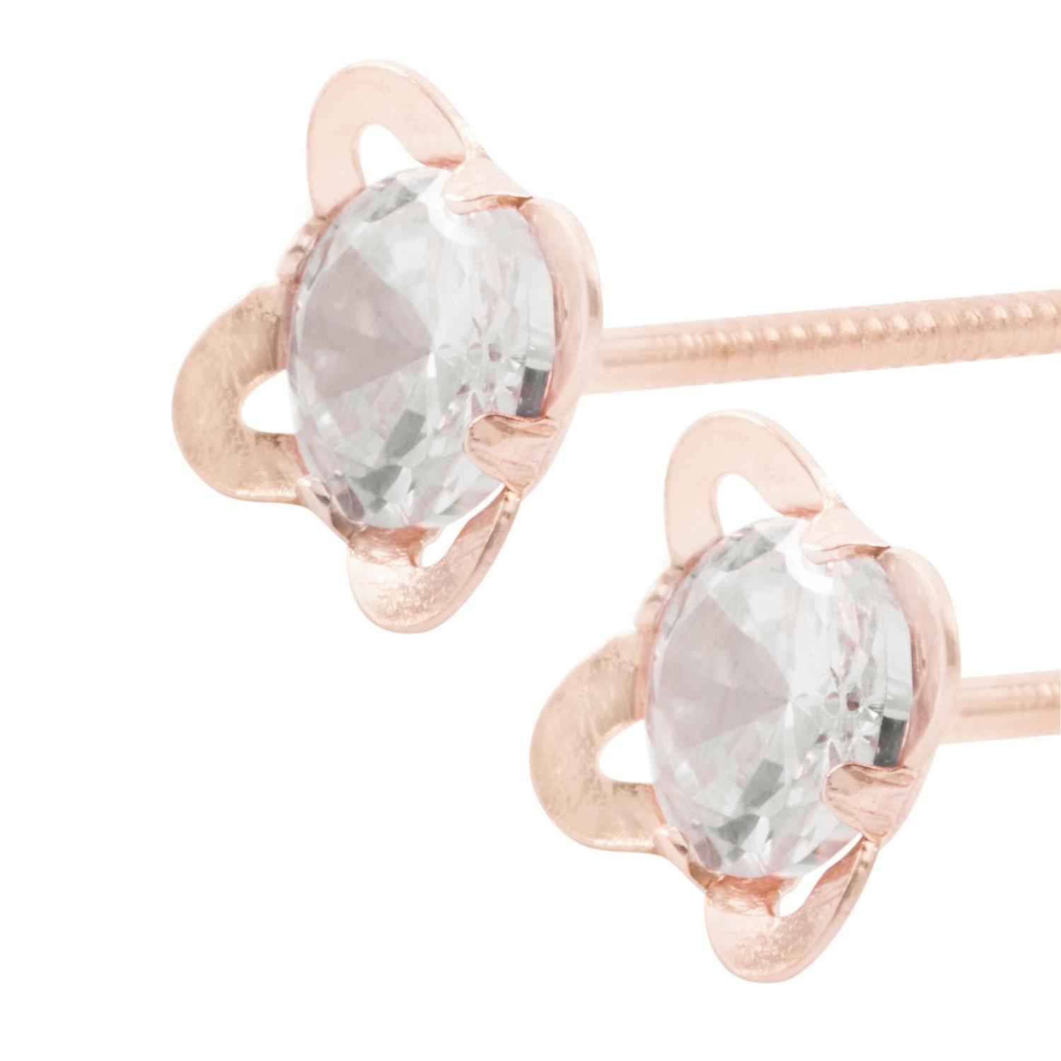 Aros Oro Miel 18kt Flor Circón-1