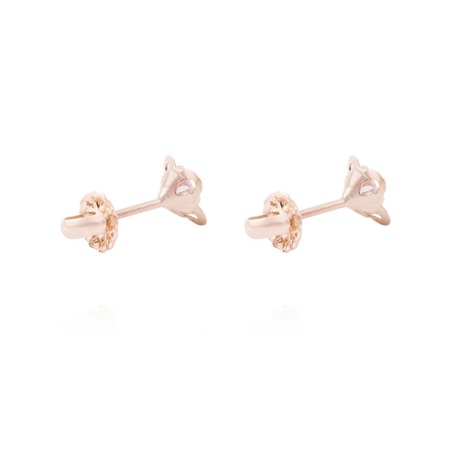 Aros Oro Miel 18kt Flor Circón-2