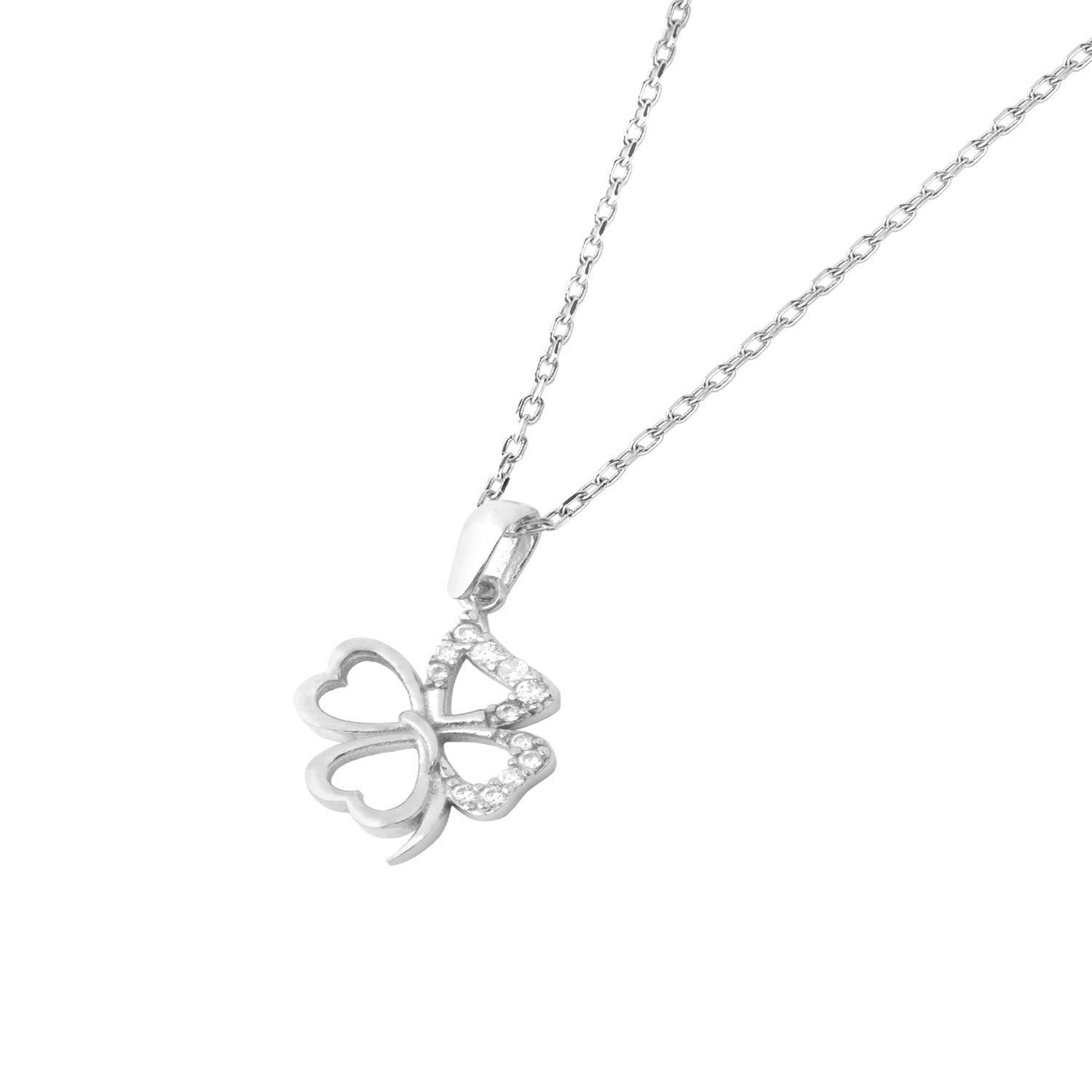 Collar de Plata Esterlina 925 Trebol Circon-1