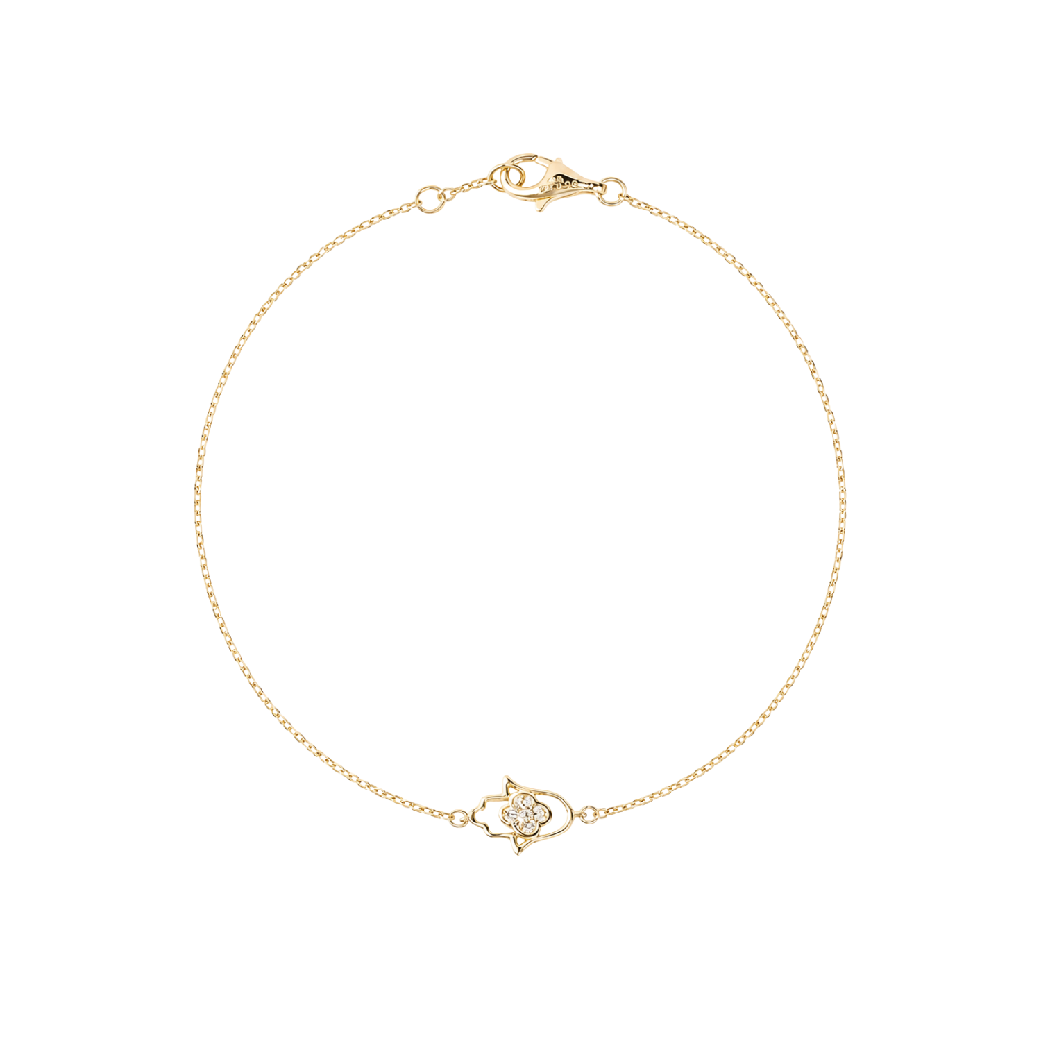 Pulsera de Oro 18kt Mano de Fátima Diamantes 3Pts totales-0