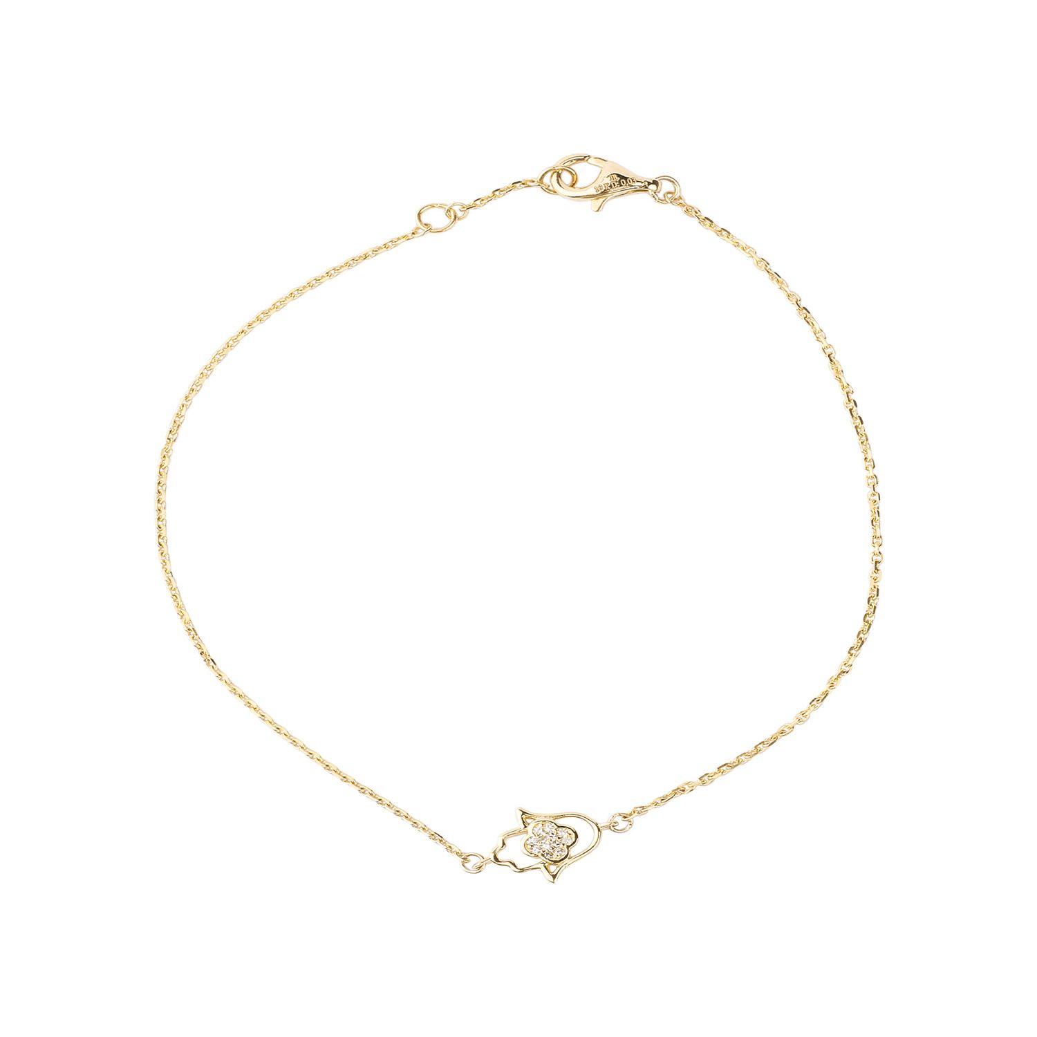 Pulsera de Oro 18kt Mano de Fátima Diamantes 3Pts totales-1