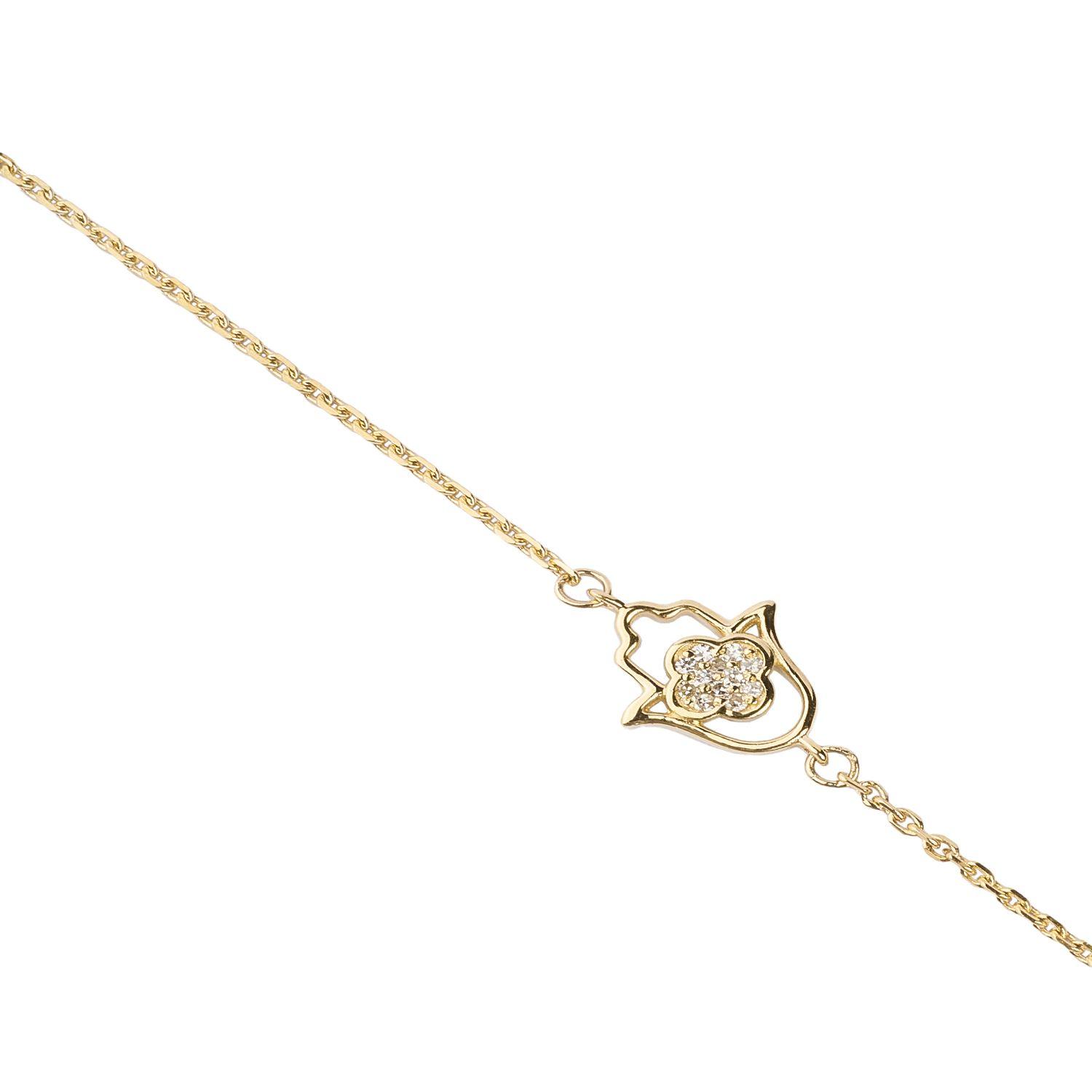 Pulsera de Oro 18kt Mano de Fátima Diamantes 3Pts totales-2