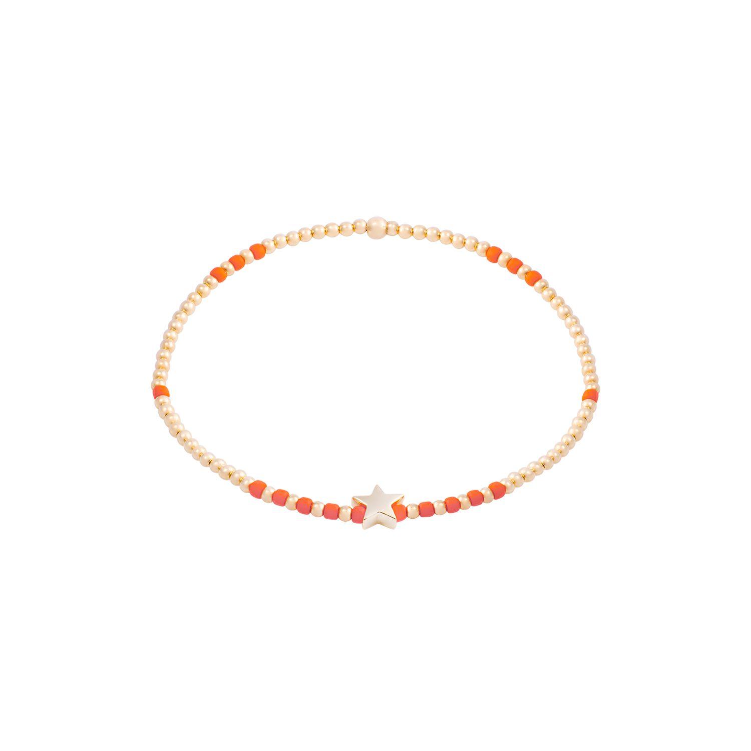 Pulsera de Plata Esterlina 925 Estrella naranja Bañado en Oro 14kt-2