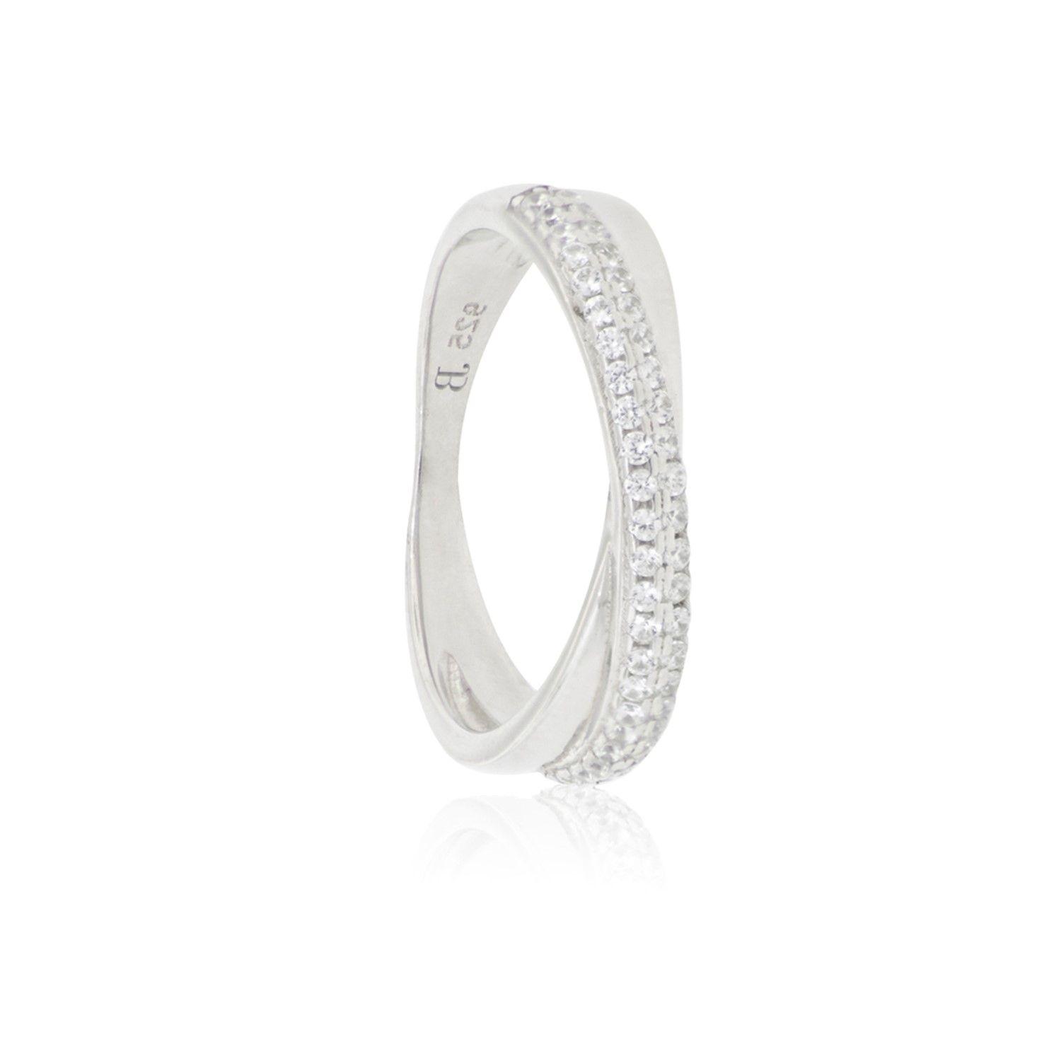 Anillo de Plata Esterlina 925 Entrelazado Circonitas-2