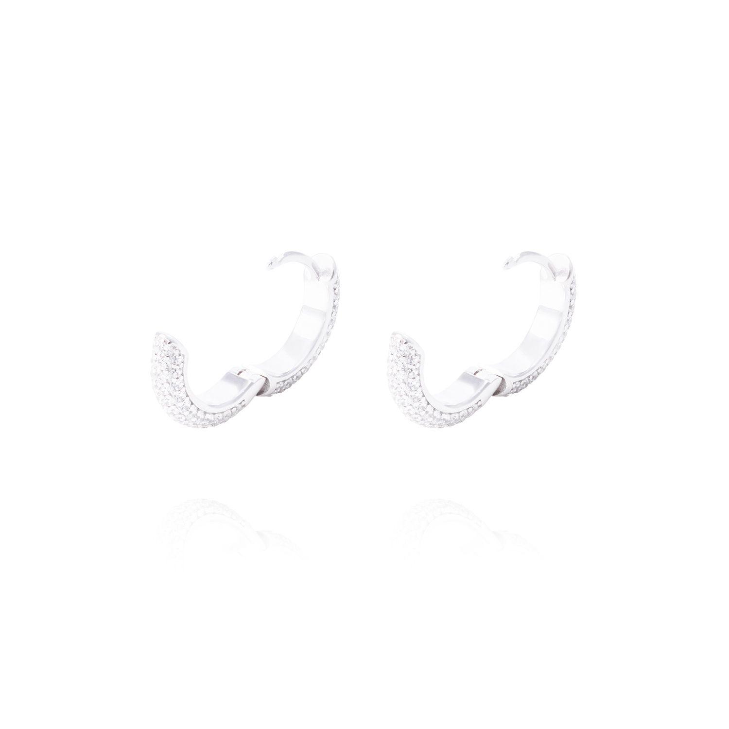 Aros de Plata Esterlina Argollas Brillante Circón-2