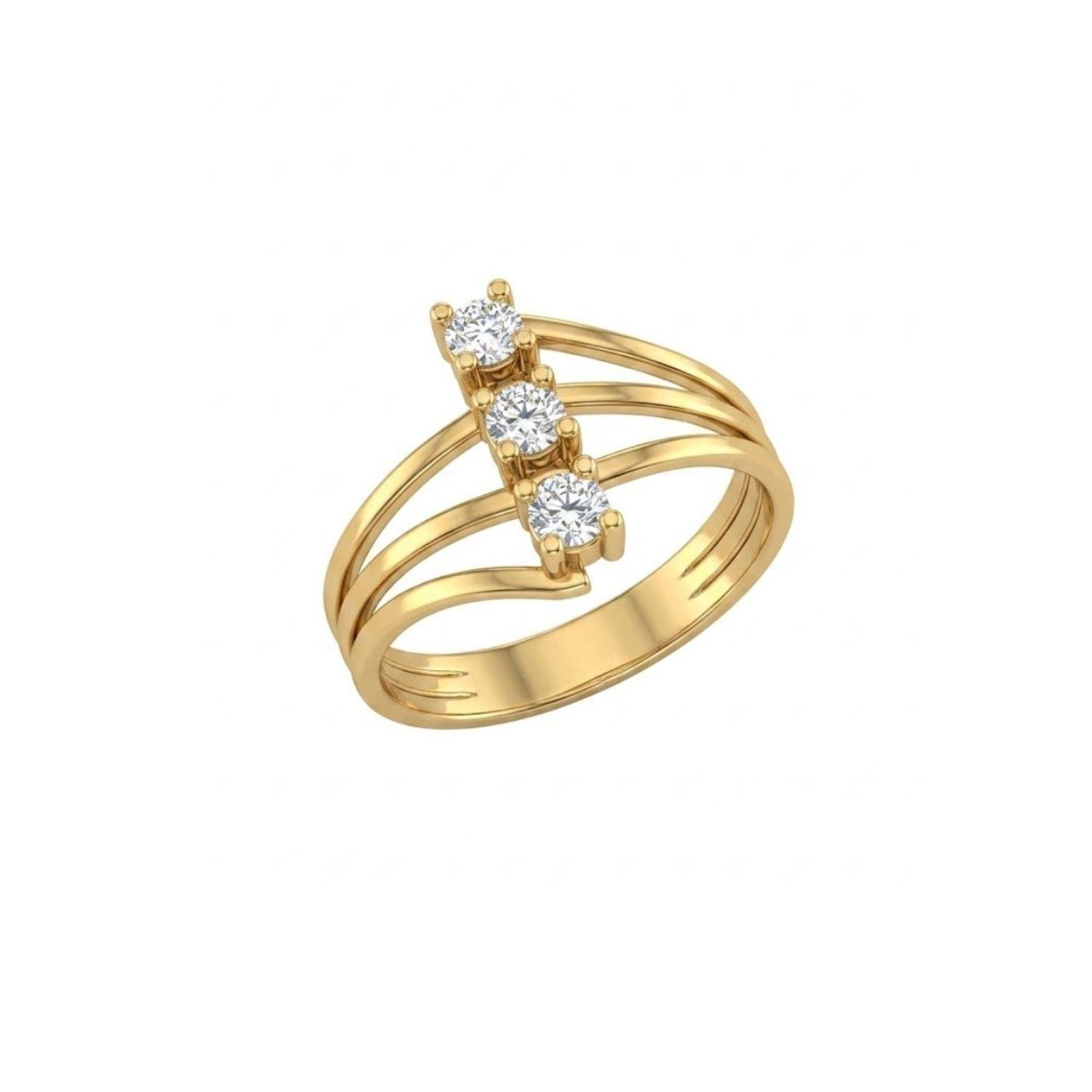 Anillo Oro Miel 18kt Solitario Esbelto-2