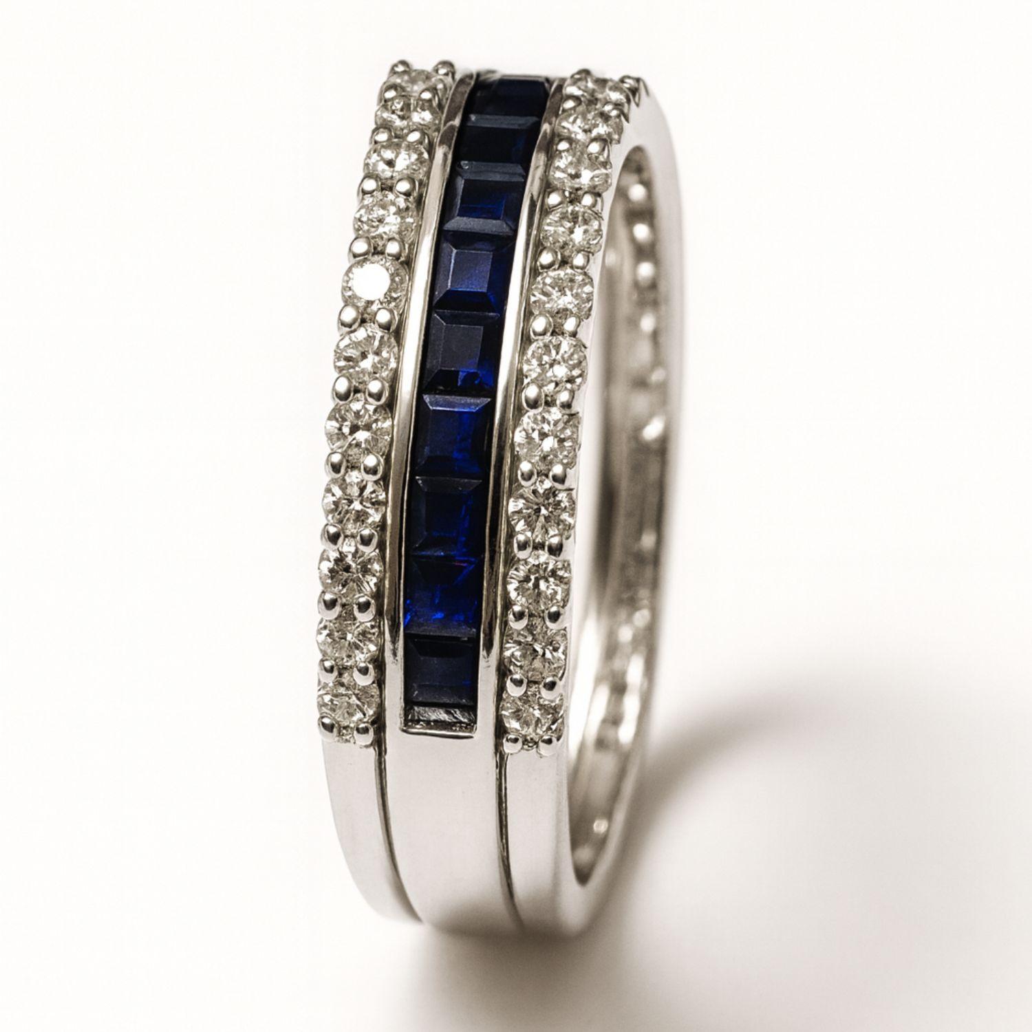 Anillo Oro Blanco 18kt Diamantes 47 Pts. Dos en Uno-0