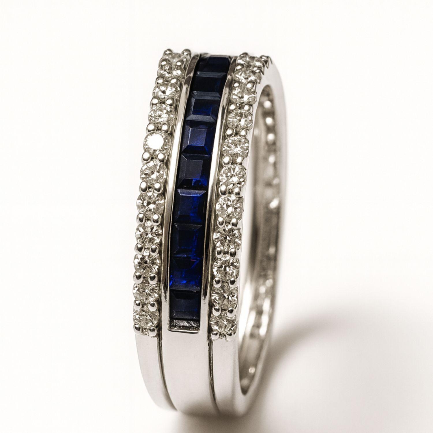 Anillo Oro Blanco 18kt Diamantes 47 Pts. Dos en Uno-1