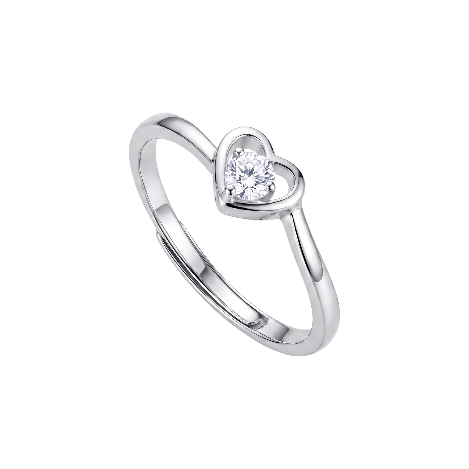 Anillo de Plata Esterlina 925 Corazon Ajustable Circon-1