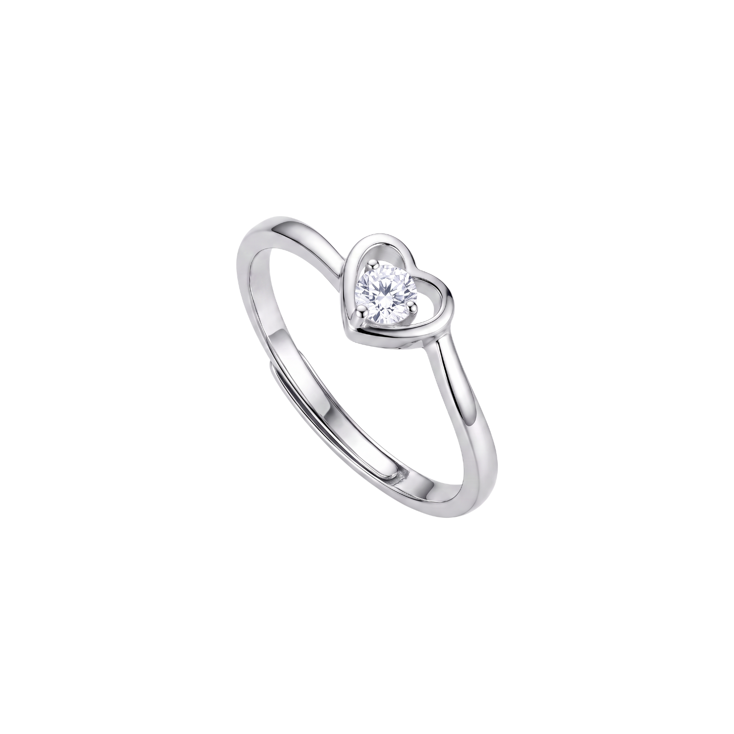 Anillo de Plata Esterlina 925 Corazon Ajustable Circon-2