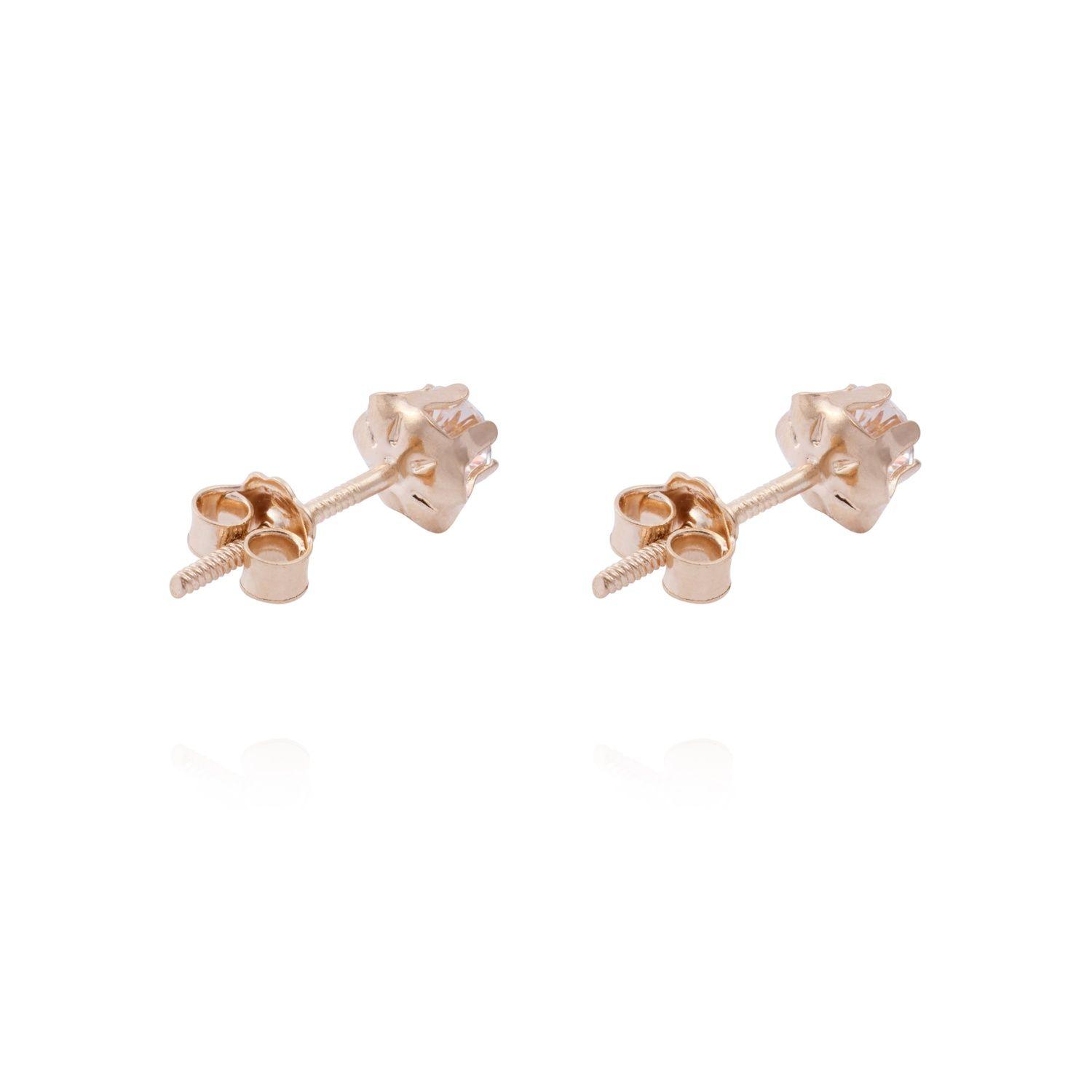 Aros en Oro Miel 18kt Circón 4mm-2