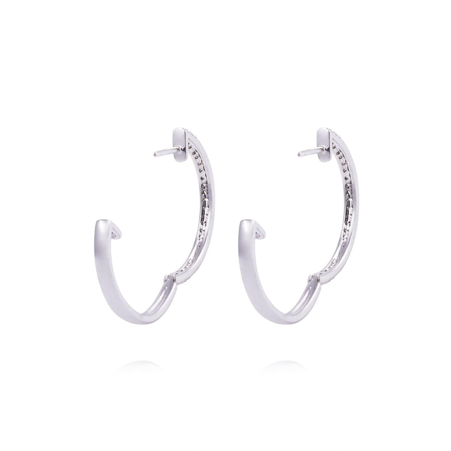 Aros de Oro 18 kt Argollas blancas 38 puntos de diamante-2