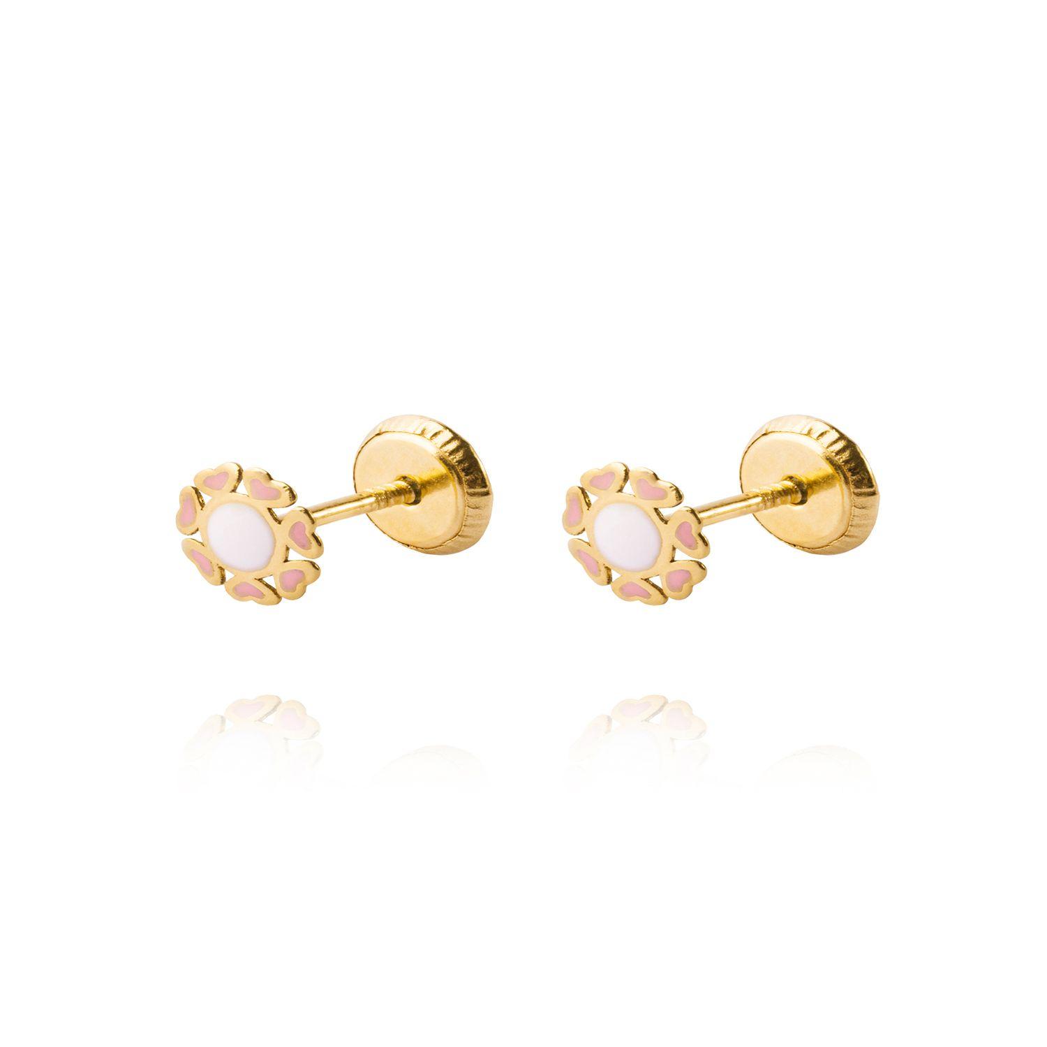 Aros de Oro 18kt Modelo Círculo de Corazones Esmaltado-0
