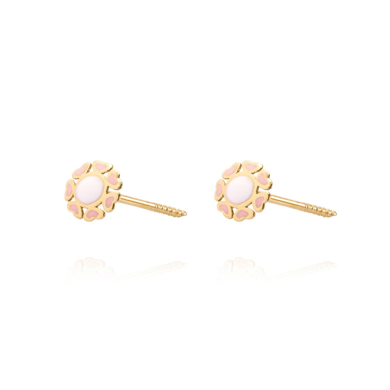 Aros de Oro 18kt Modelo Círculo de Corazones Esmaltado-2