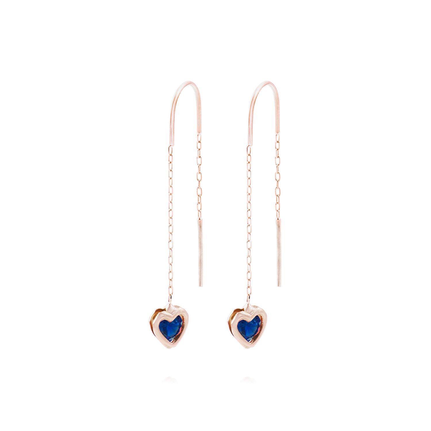 Aros Oro Miel 18kt Corazón Zafiro-0