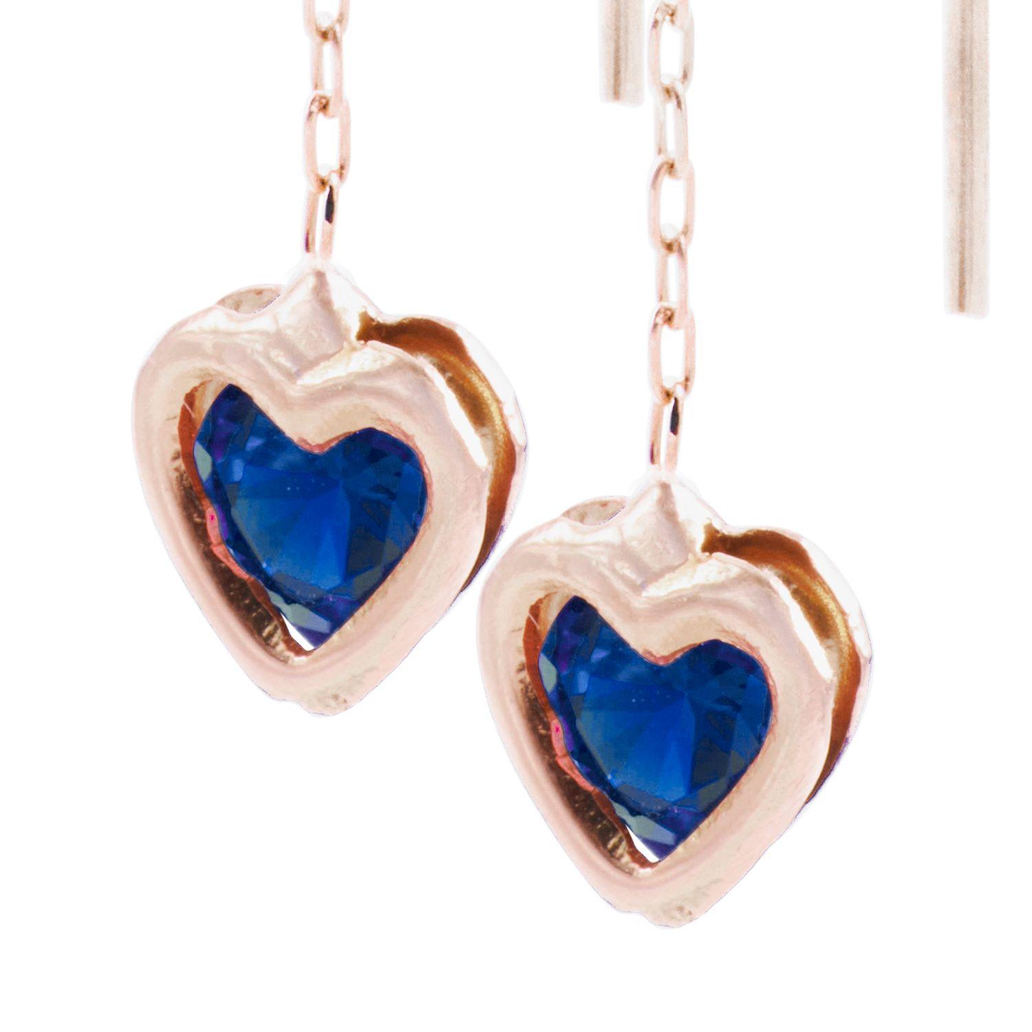 Aros Oro Miel 18kt Corazón Zafiro-1