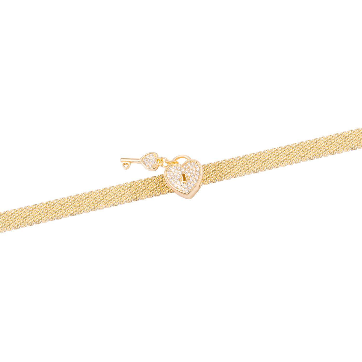 Dije de Plata Corazon Candado Llave Circon Revestido en Oro 18kt-2