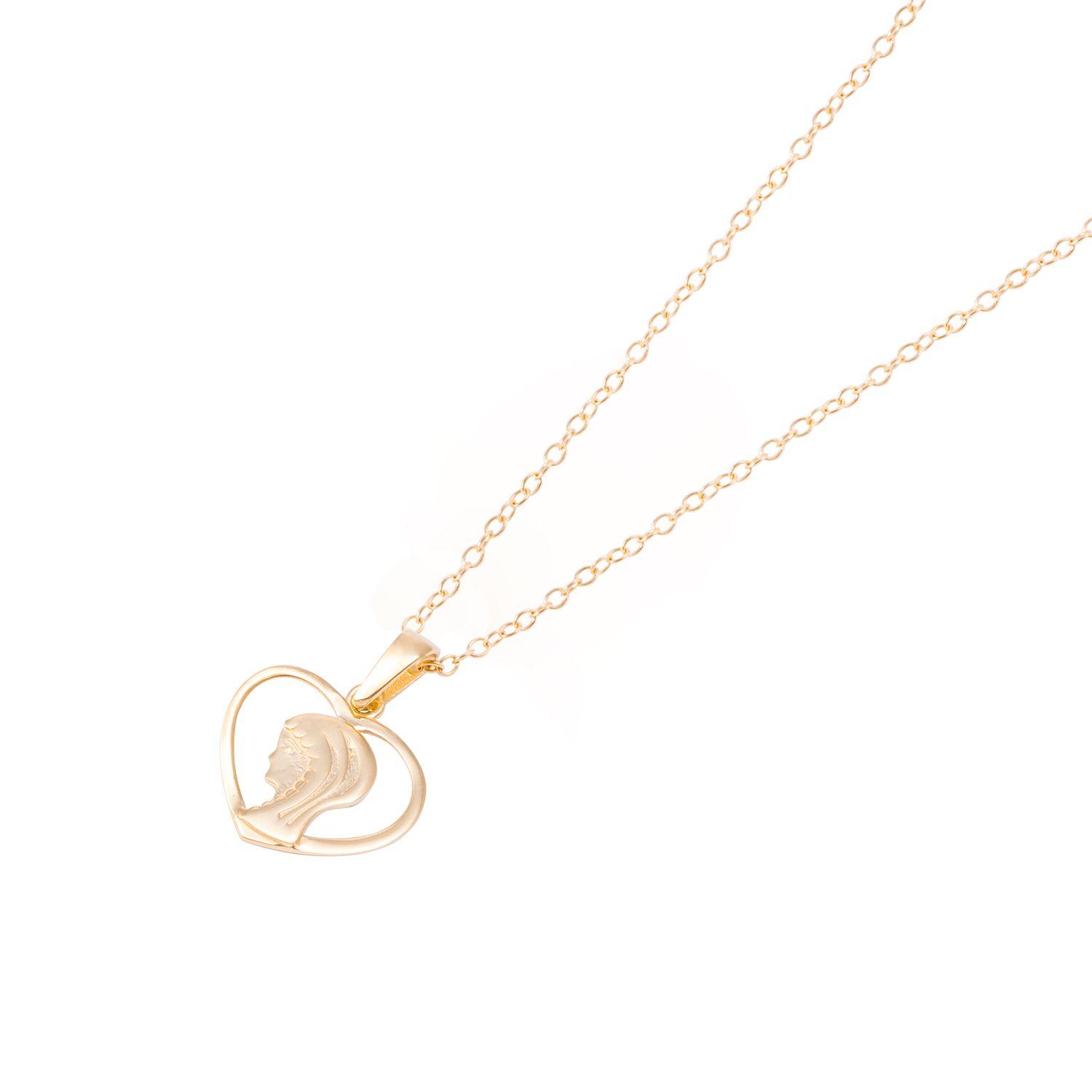 Collar de Oro de 18kt Virgen corazon-0