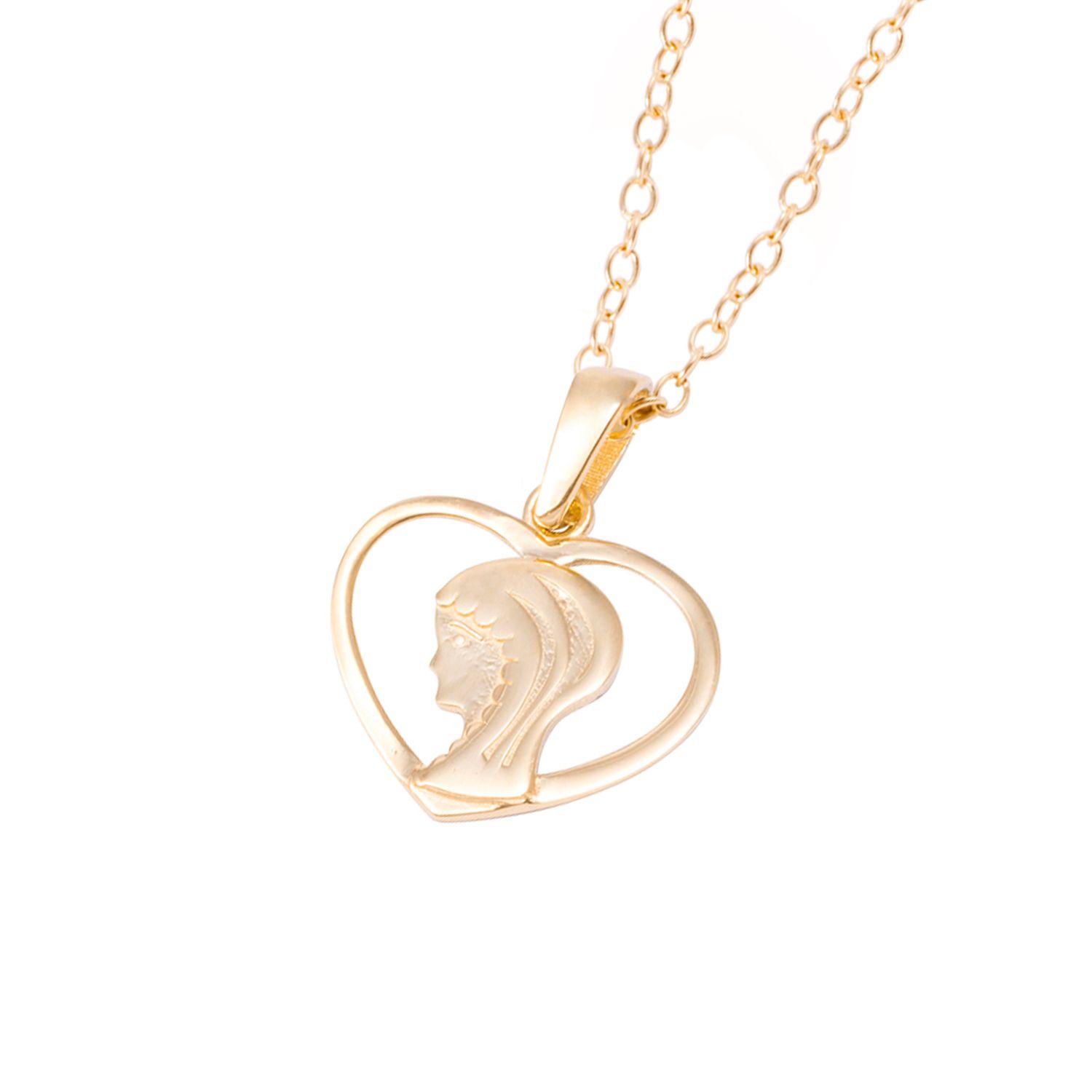 Collar de Oro de 18kt Virgen corazon-1