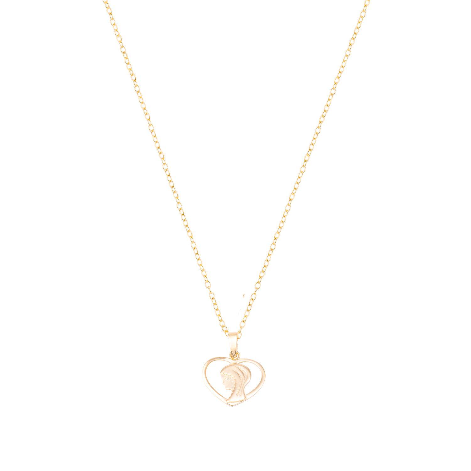 Collar de Oro de 18kt Virgen corazon-2