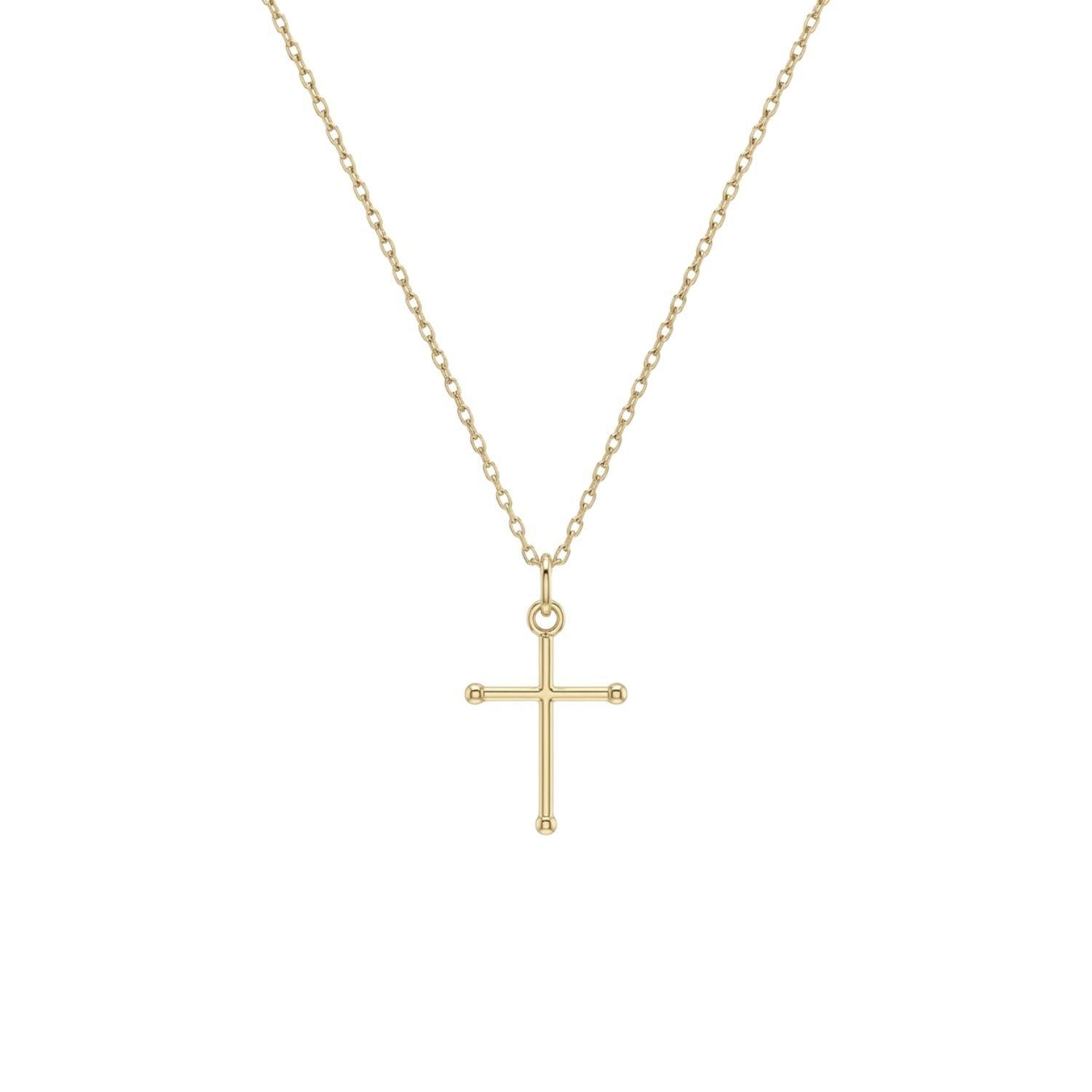 Colgante de Oro Miel 18kt Cruz Tubo Mediana-2