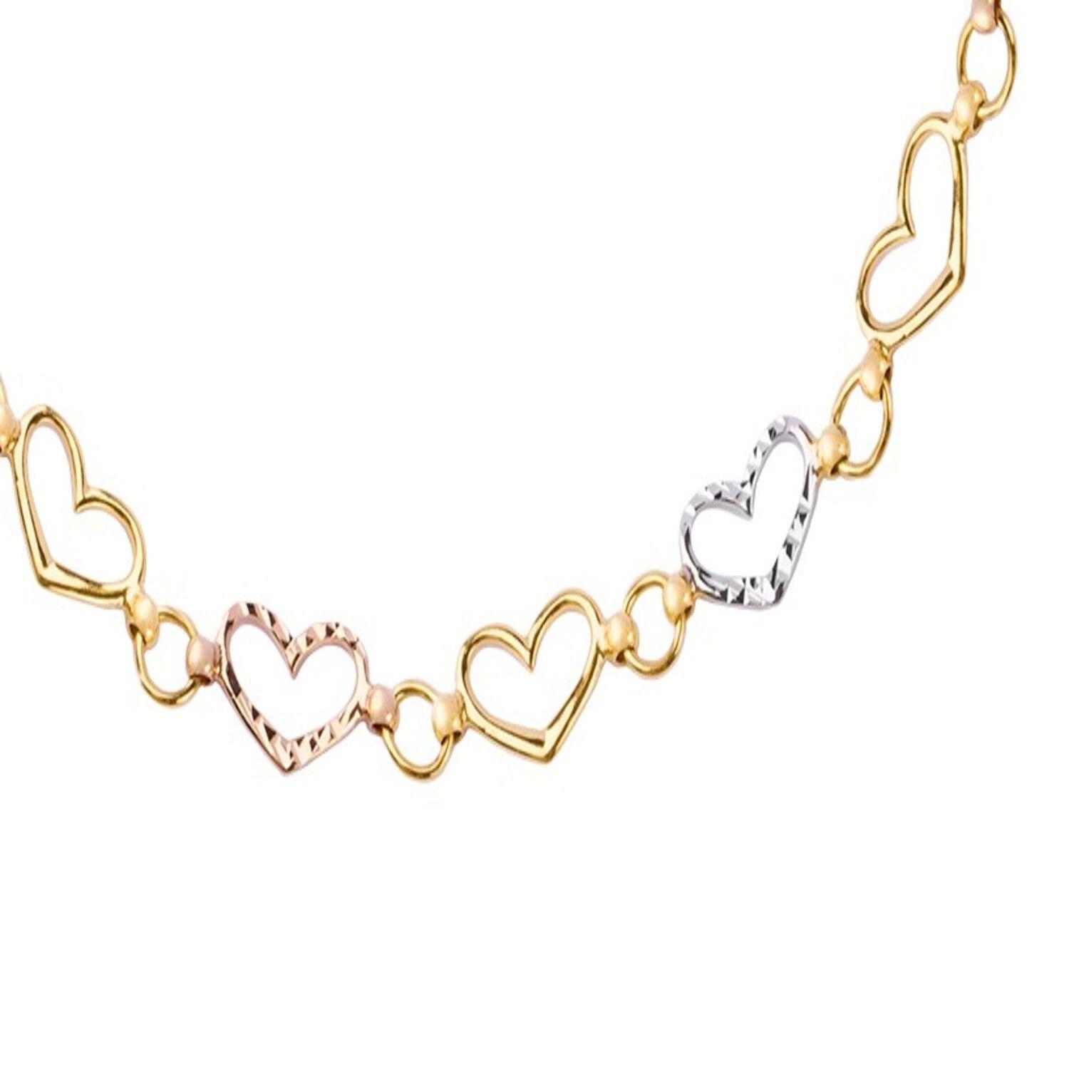 Pulsera de Oro 18kt Corazon en Tricolor-2