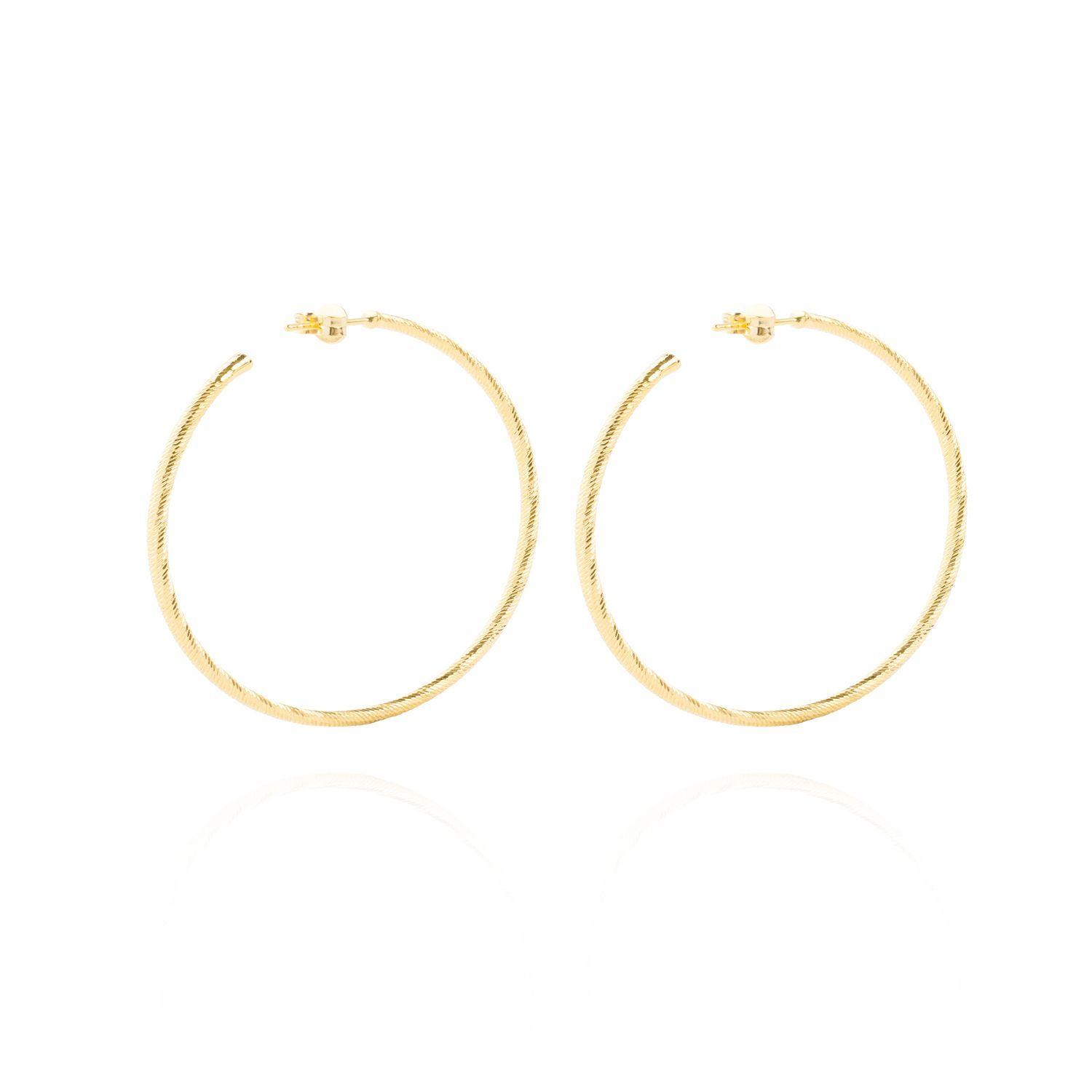 Aros de Plata Esterlina 925 Argollas  45mm Revestido en Oro 18kt-2