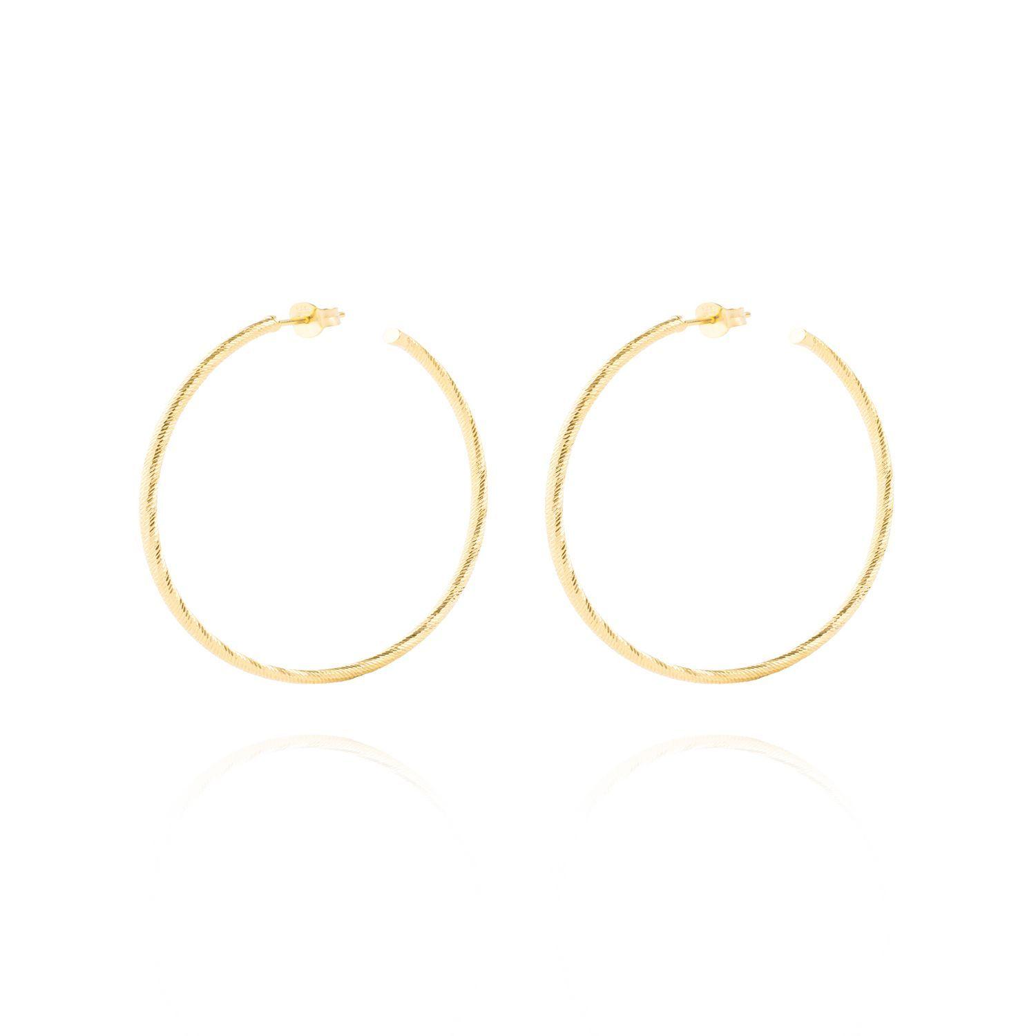 Aros de Plata Esterlina 925 Argollas  45mm Revestido en Oro 18kt-1